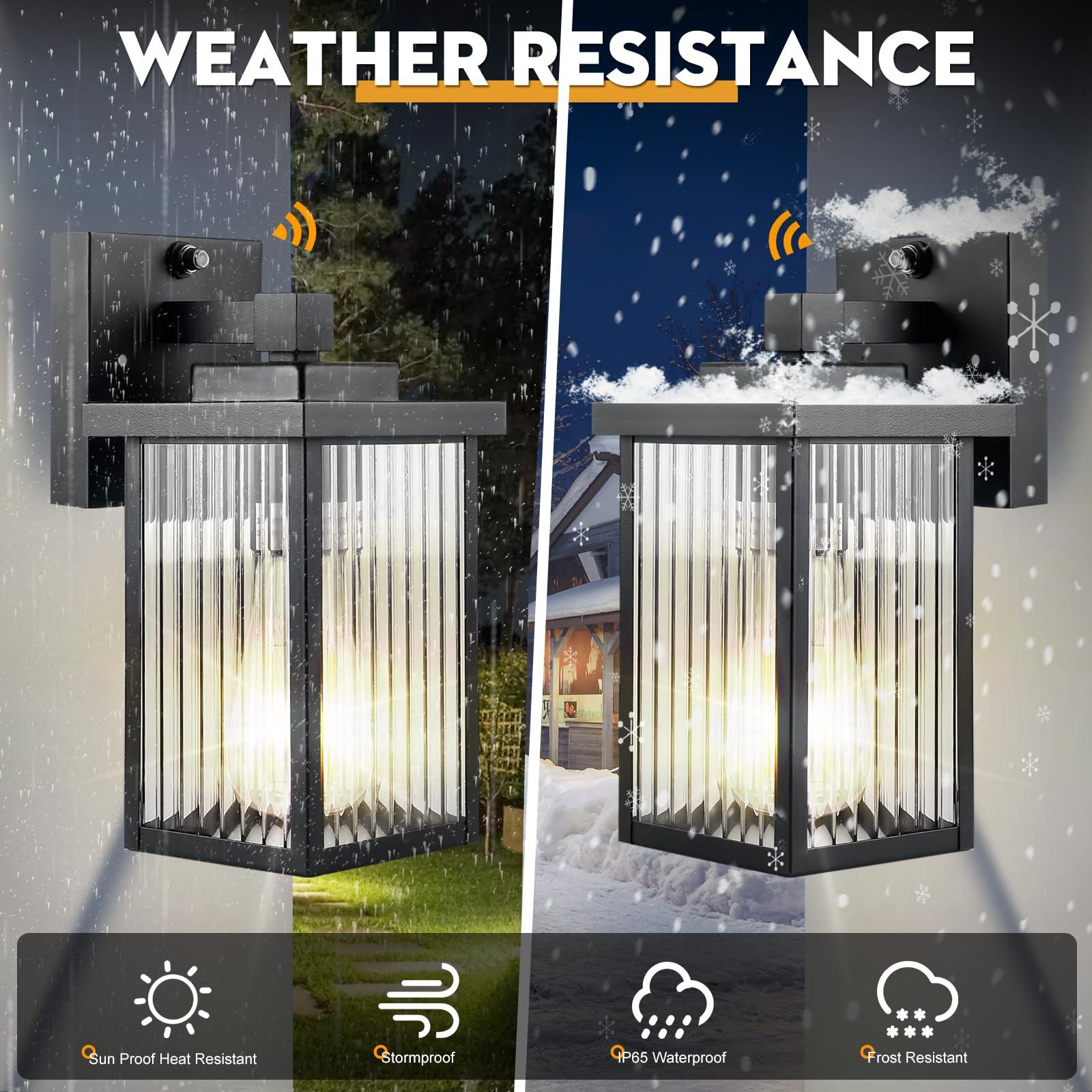 hameso Dusk to Dawn Outdoor Lighting, Waterproof Outdoor Porch Light with Tempered Glass, Outdoor Light Fixture for House Exterior Front Door Garage Patio - Image 3