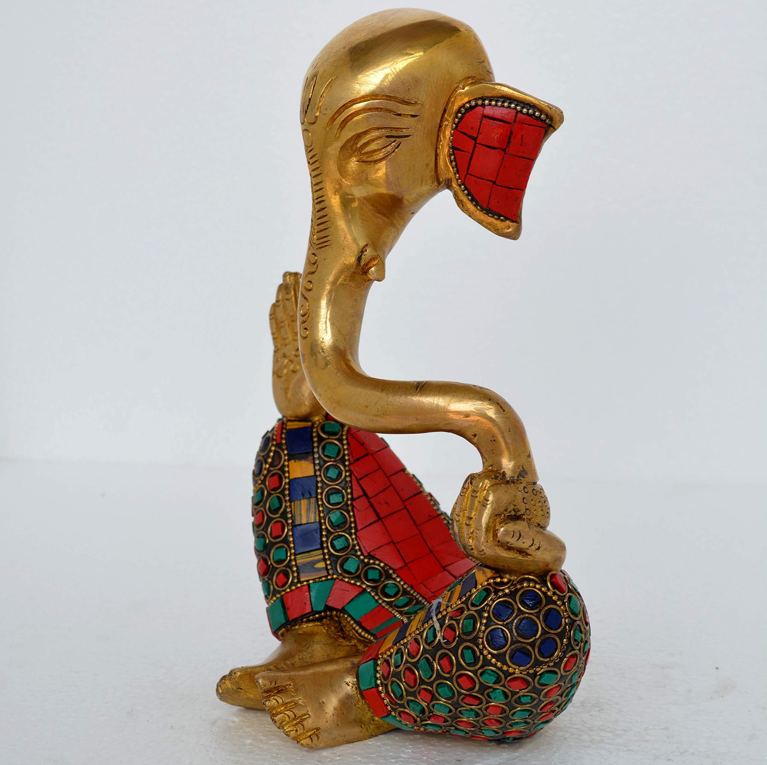 Ganesh with Decorative Work - Brass Modern Decorative Style God Ganpati Idol - Unique Gift and Home Decor showpiece - Image 4