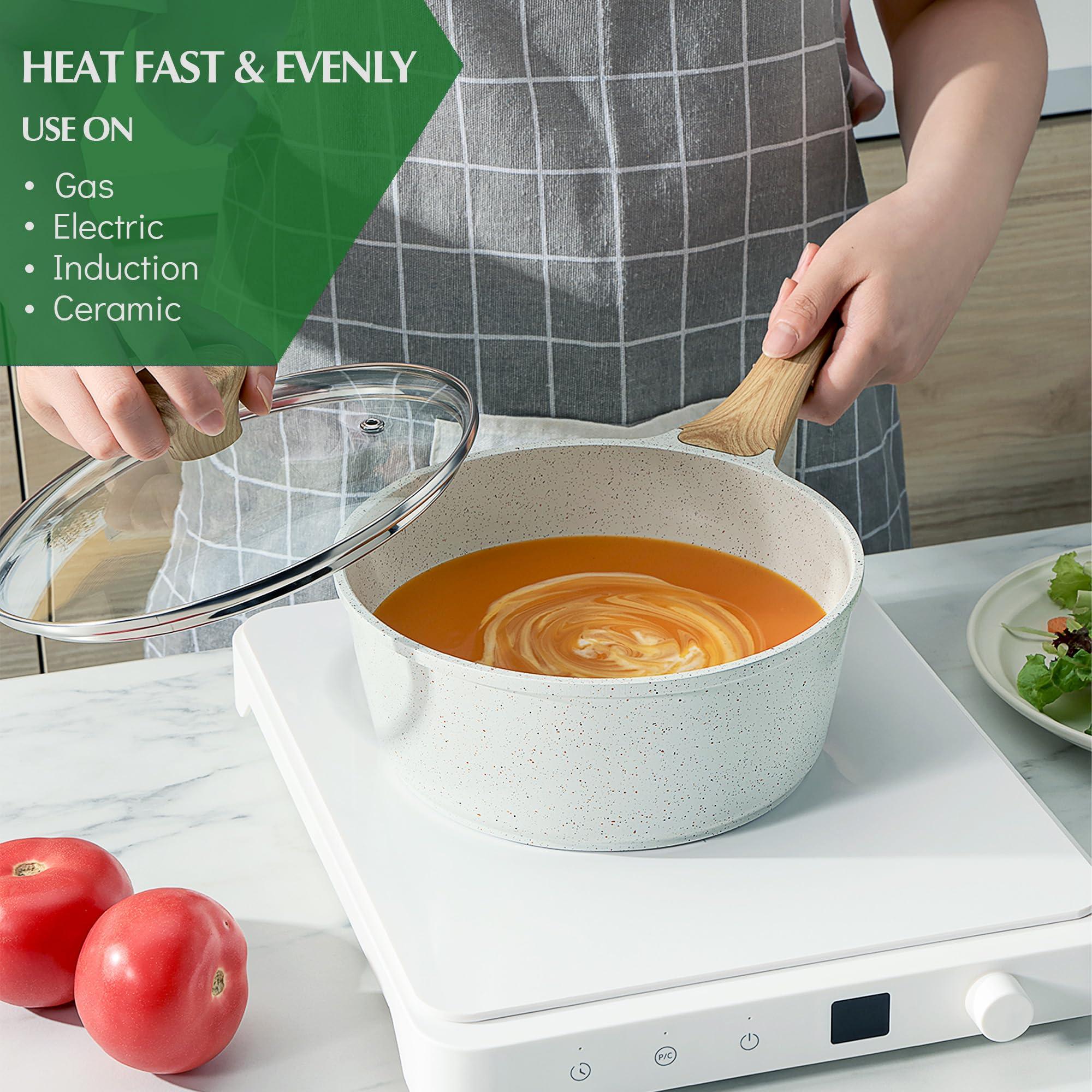 SENSARTE Nonstick Ceramic Cookware Set 13-Piece, Healthy Pots and Pans Set, Non-toxic Kitchen Cooking Set with Stay-Cool Handles, Silicone Tools and Pot Protectors, PFAS and PFOA Free - Image 2