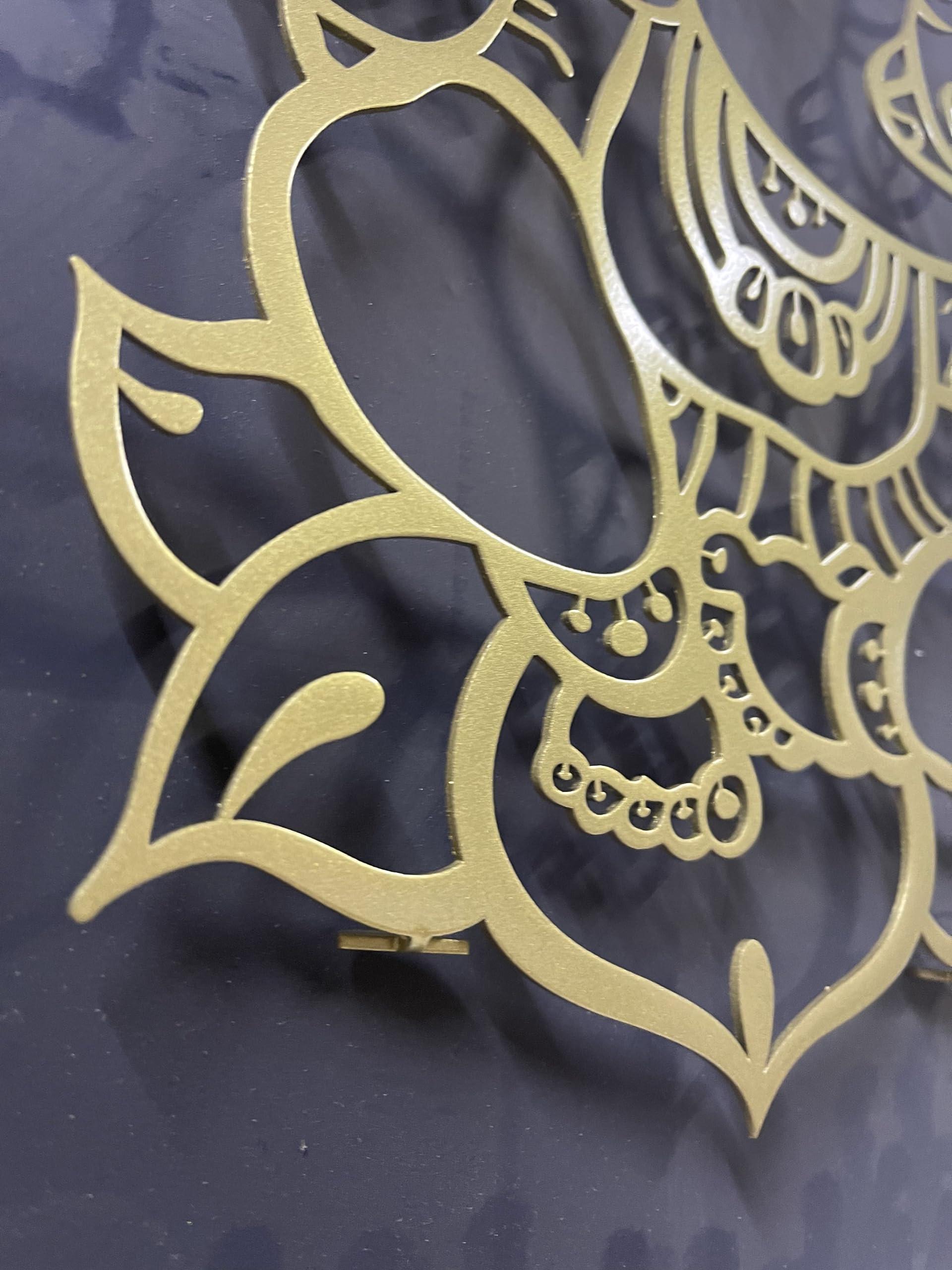 Metal Gold Ganesha Wall Decor, 14" Ganesha Statutes, Ganesha Decoration, Ganesh Statute, Ganesha Metal Wall Art, Ganapati Decorations, Hindu Wall Art and Decor, Indian Wall Decor, Elephant Decor, - Image 5