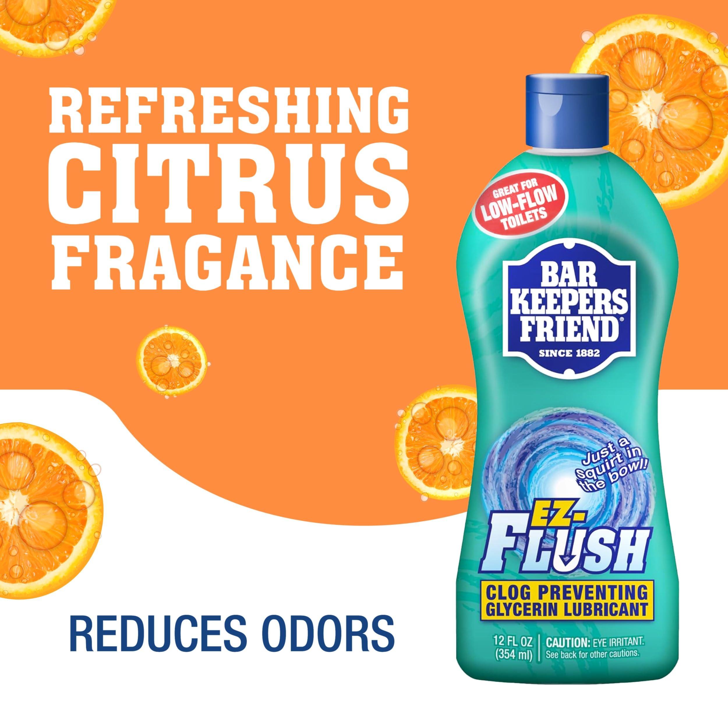 Bar Keepers Friend EZ-Flush Toilet Flushing Aid (2 x 12 oz) Liquid Plumber to Help Prevent Clogged Toilets - Reduces Clogging, Odor & Residue, Ideal for Low-Flow, Boat & RV Toilets, Citrus Fragrance - Image 5
