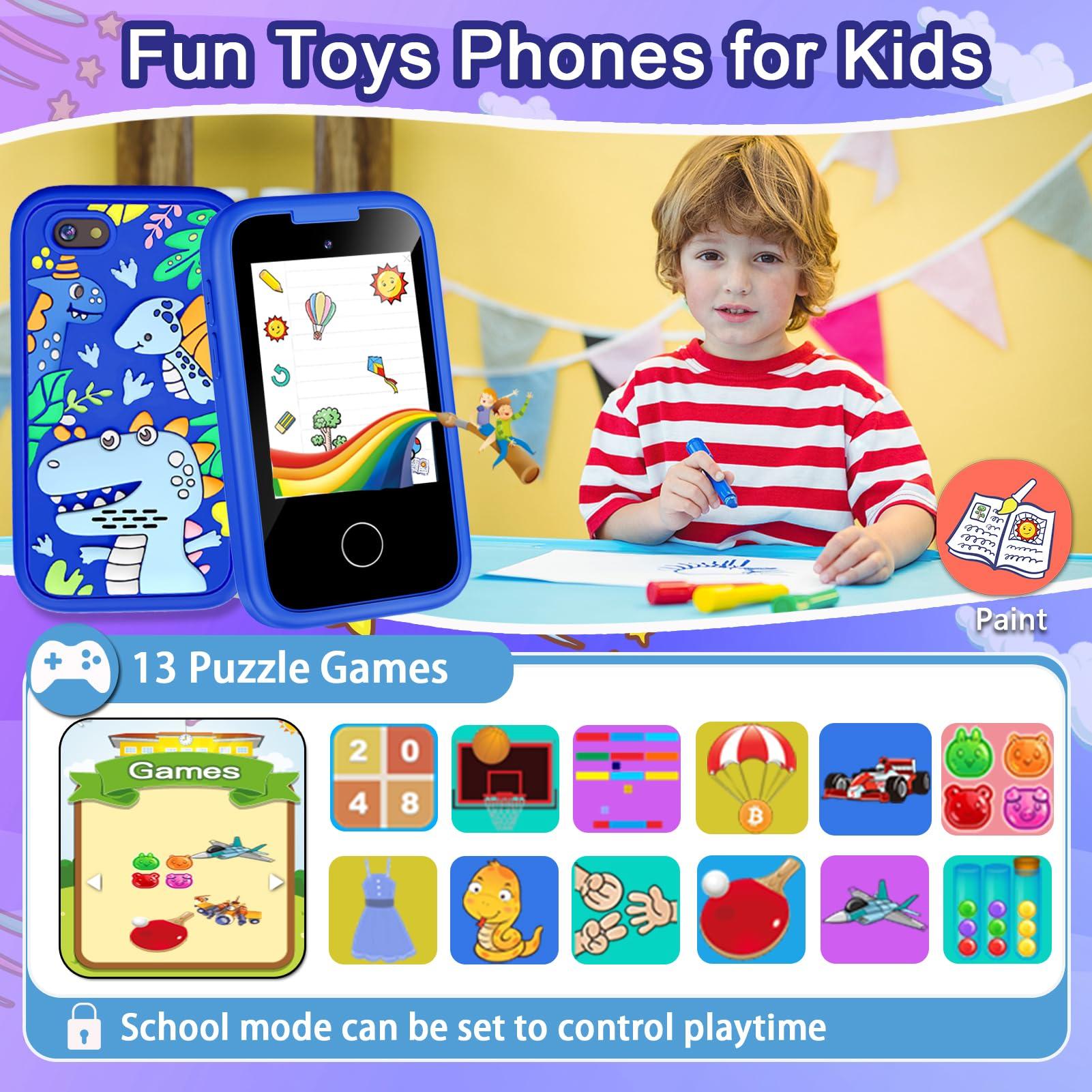Kids Smart Phone for Boys, Christmas Birthday Gifts for Boy Girl Age 3-10 Kids Toys Cell Phone, 2.8" Touchscreen Toddler Learning Play Toy Phone with Dual Camera, Game, Music Player, 8GB Card Blue - Image 5
