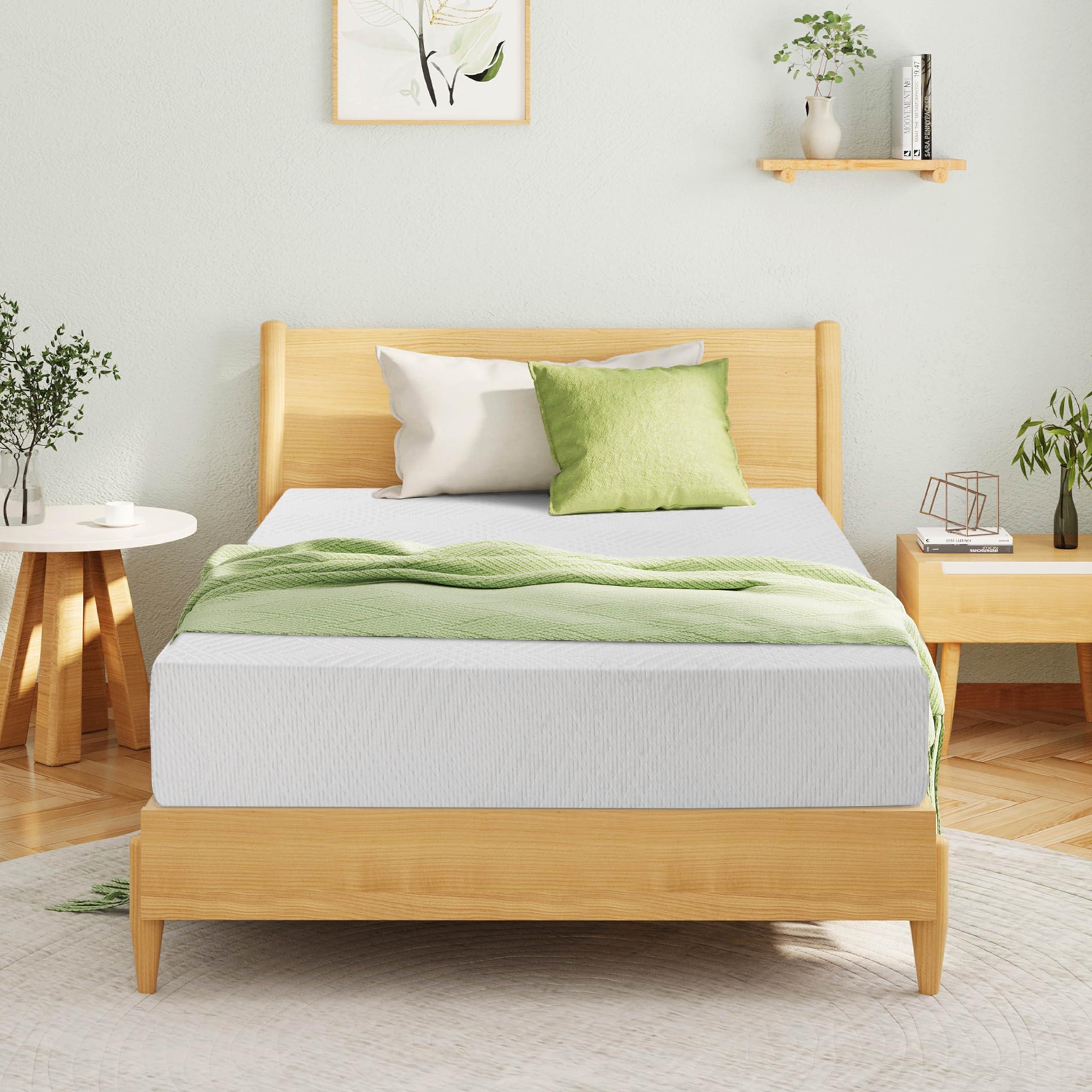 EGOHOME 6 Inch Twin Mattress for Kids, Memory Foam Mattress with Cooling Green Tea Gel, Relieve Pressure with Medium Firm Support, CertiPUR-US Certified, 75''L x 38''W, White - Image 2
