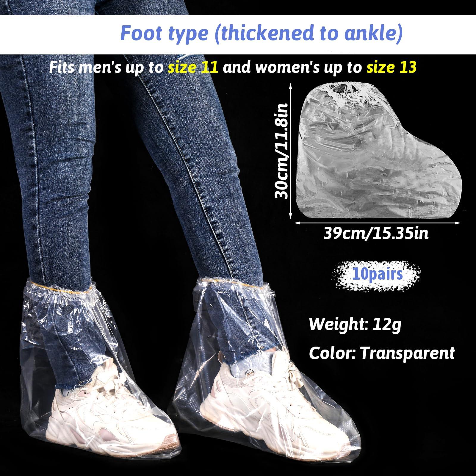 10 Pairs Shoe Covers Boot Covers Plastic Disposable Waterproof Shoe Covers, Shoes Cover for Rain, Rain Boot Shoe Covers, Plastic Boot and Shoe Covers, Non-Slip Outdoor Waterproof Shoe Protectors - Image 3