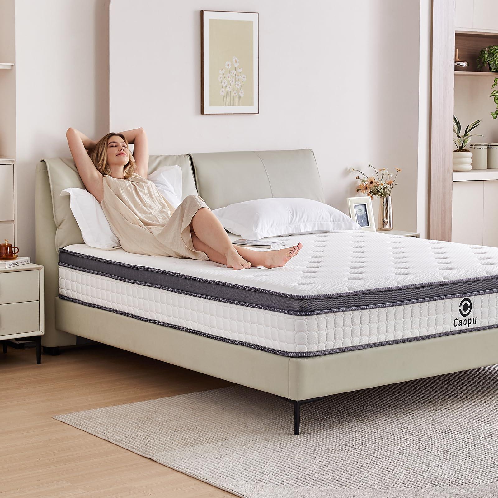 Caopu King Size Mattress, 12 inch Hybrid Mattress in a Box, Medium Firm, Pressure Relief & Motion Isolation, Gel Memory Foam Pocket Springs, CertiPUR US Certified, 365 Nights Trial - Image 4