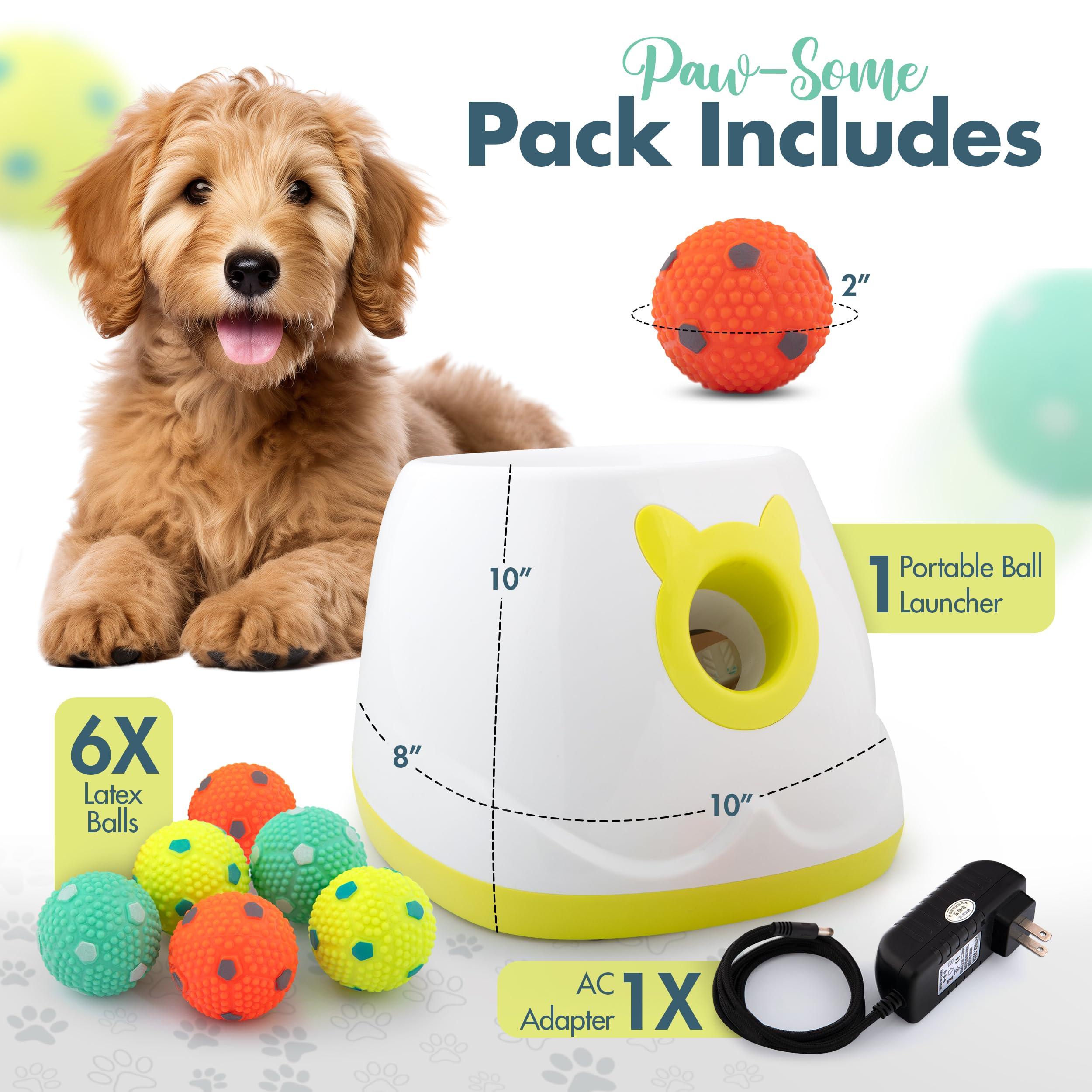 Automatic Dog Ball Launcher - Dog Ball Fetch Machine, Ball Thrower for Dogs, for Small to Medium Sized Dogs, Interactive Dog Toy with 6 Latex Balls, Plug-in & Battery Options - 4 Launch Distances - Image 2