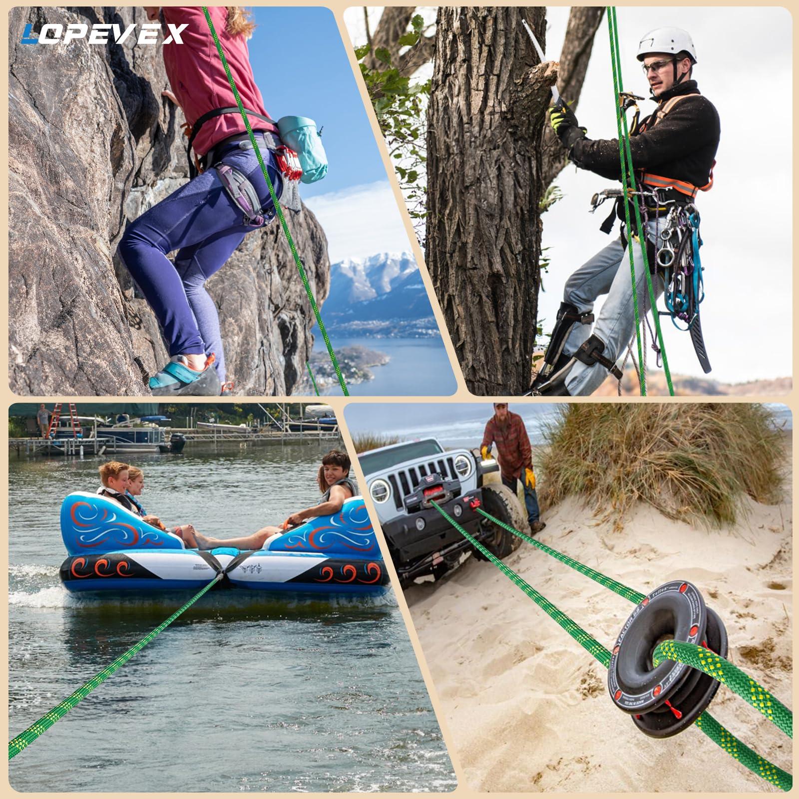 1/2 Inch Climbing Rope 150 Ft Green - 48 Strands Tree Climbing,1/2in Arborist Rope,Rappelling Rope,Static Nylon Polyester Braided Rope,Bull Rope for Tree Pulling,Nautical Rigging Rope Swing - Image 4