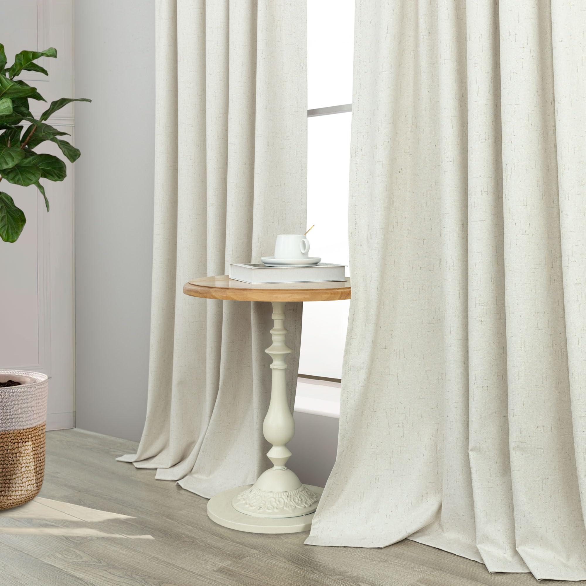 100% Blackout Curtains 84 Inch Length 2 Panels Set Neutral Boho Linen Farmhouse for Bedroom Windows Living Room Darkening Thermal Insulated Drapes Natural Cream Ivory 7ft Long Back Tab Pleated Pocket - Image 8