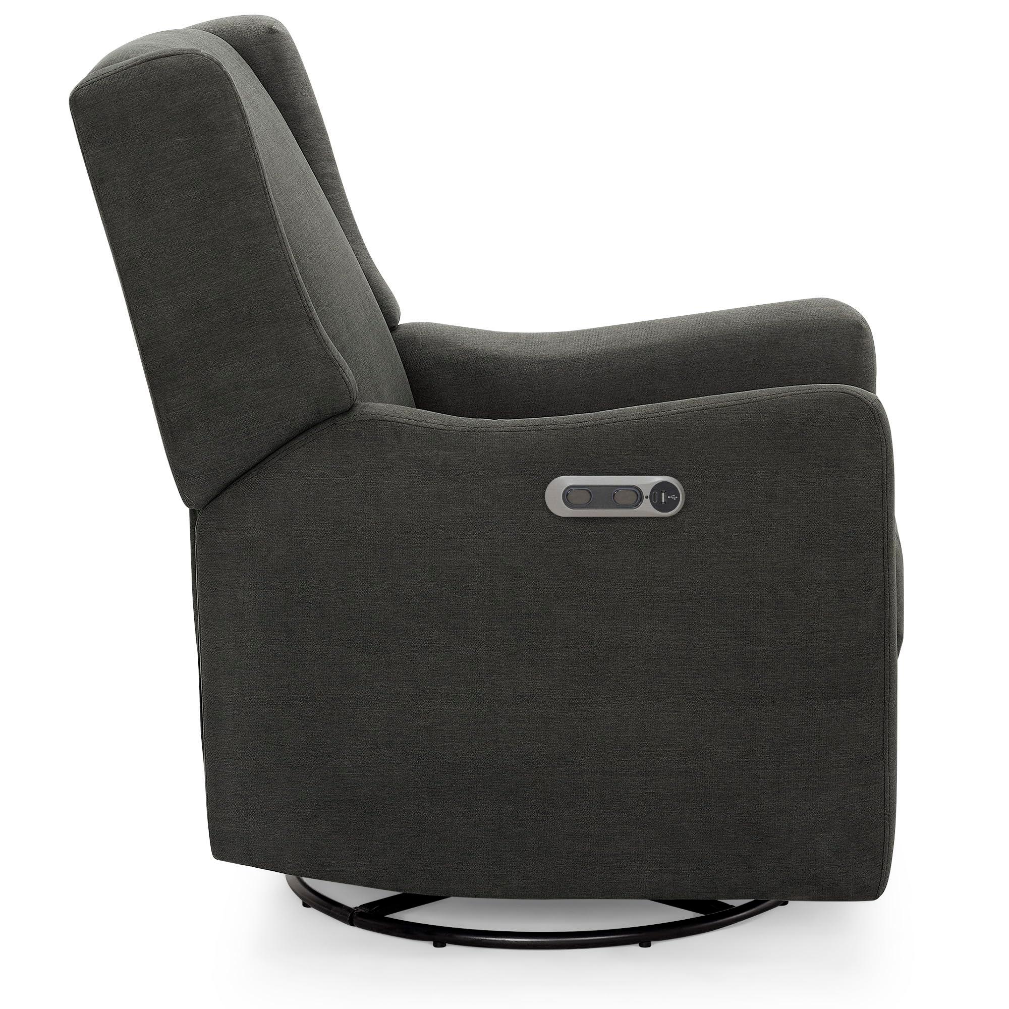 Delta Children Mercer Electronic Power Recliner and Swivel Glider with USB Port in LiveSmart Performance Fabric - Water Repellent & Stain Resistant, Dark Grey - Image 18