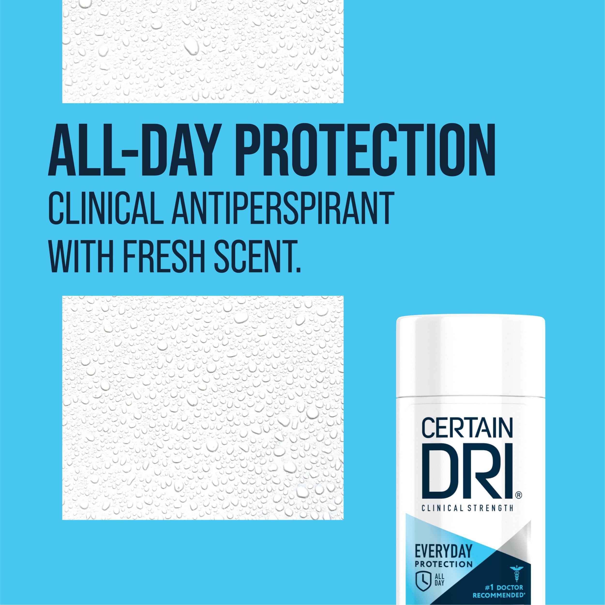 Certain Dri Everyday Strength Clinical Solid Antiperspirant, Hyperhidrosis Treatment for Men & Women, Long-Lasting 72hr Protection, Effective Sweat Control, Travel Friendly, Fresh Scent, 2.6oz - Image 2