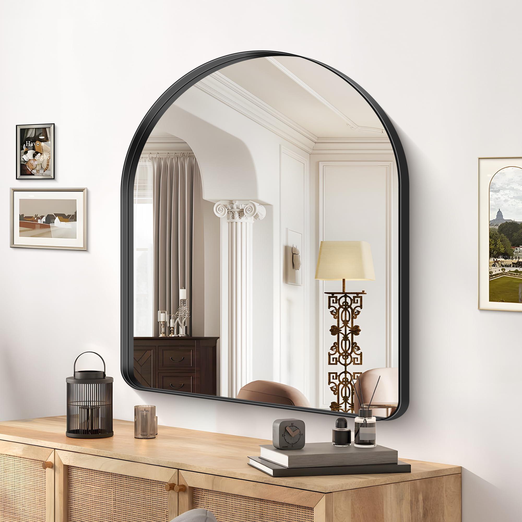 NIMURY Arched Wall Mirror, 30"×36" Bathroom Mirror Black Deep Frame, Modern Dresser Mirror Wall Mounted Decor Metal Frame for Bedroom Living Room Entryway Fireplace Mantel Dining Room - Image 4