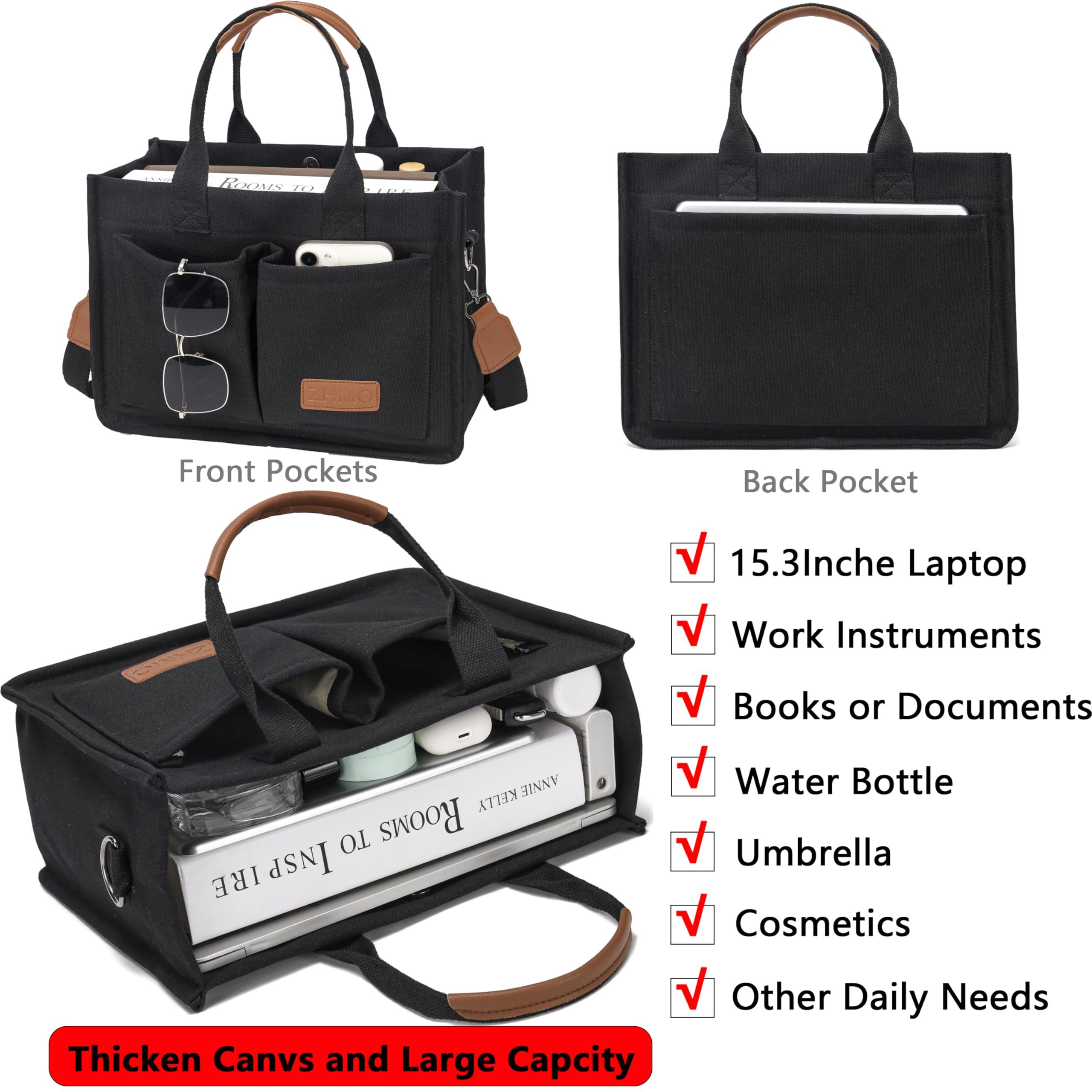 Tote Bag for Women With Compartments,Large Canvas Tote Women's Purse Crossbody Bags Work Laptop Book Bag Satchels Handbags - Image 2