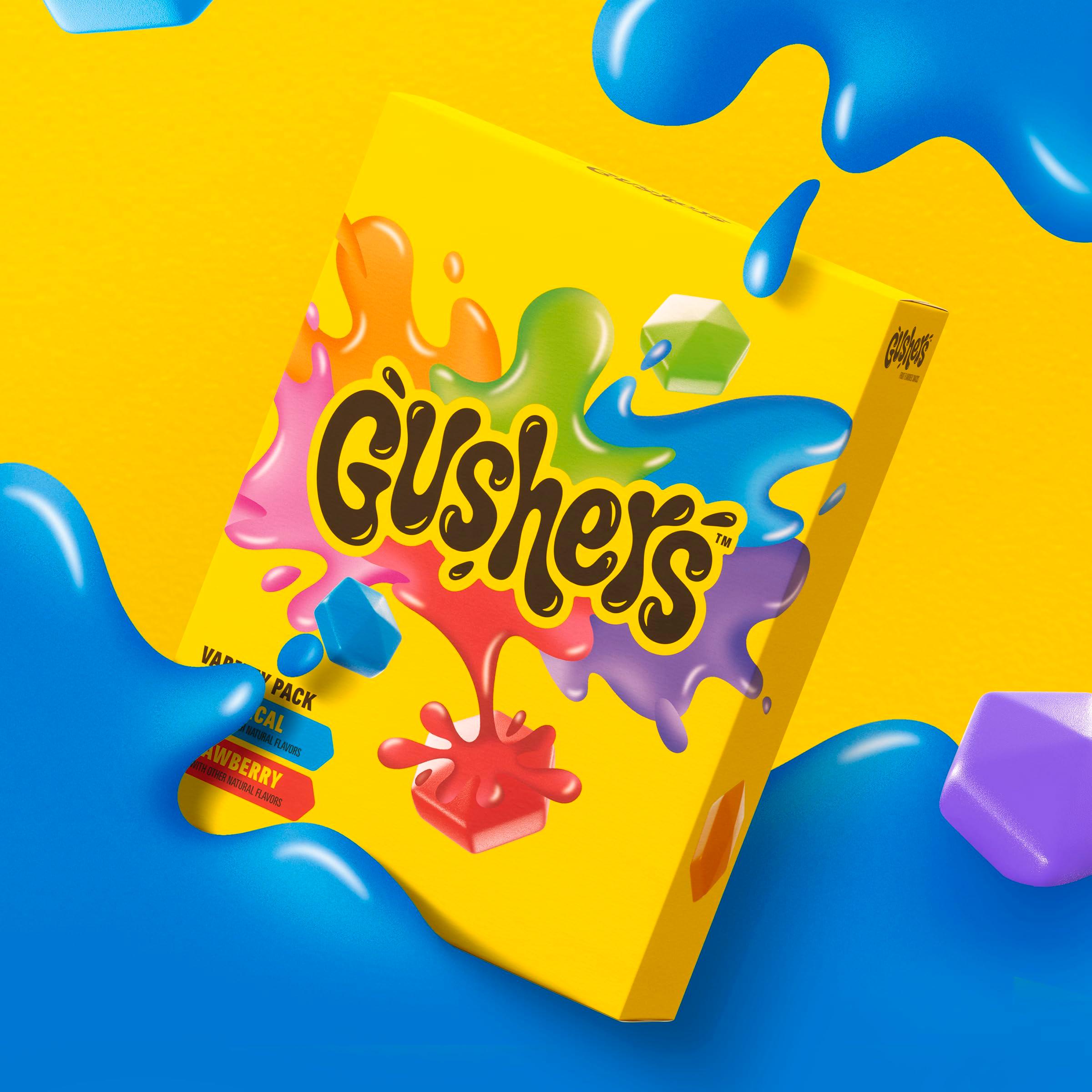 Gushers Fruit Flavored Snacks Family Pack, Tropical & Strawberry Flavors, Gluten Free Gummy Kids Snack, Bursting Juicy Center, Vitamin C Source, Individually Wrapped, Bulk Box, 20 Pouches, 16 oz Total - Image 4