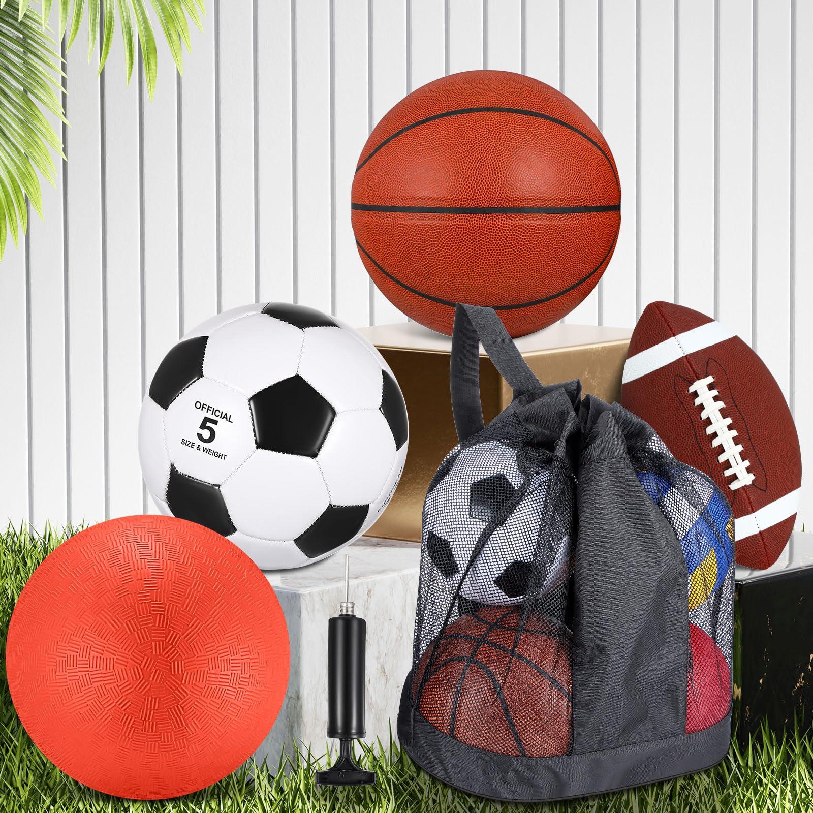 HyDren Sports Balls Set for Teen Adult, Include Official Size Basketball Soccer Ball Football Playground Ball with Pump and Equipment Carry Bag Sports Gift Back to School - Image 4