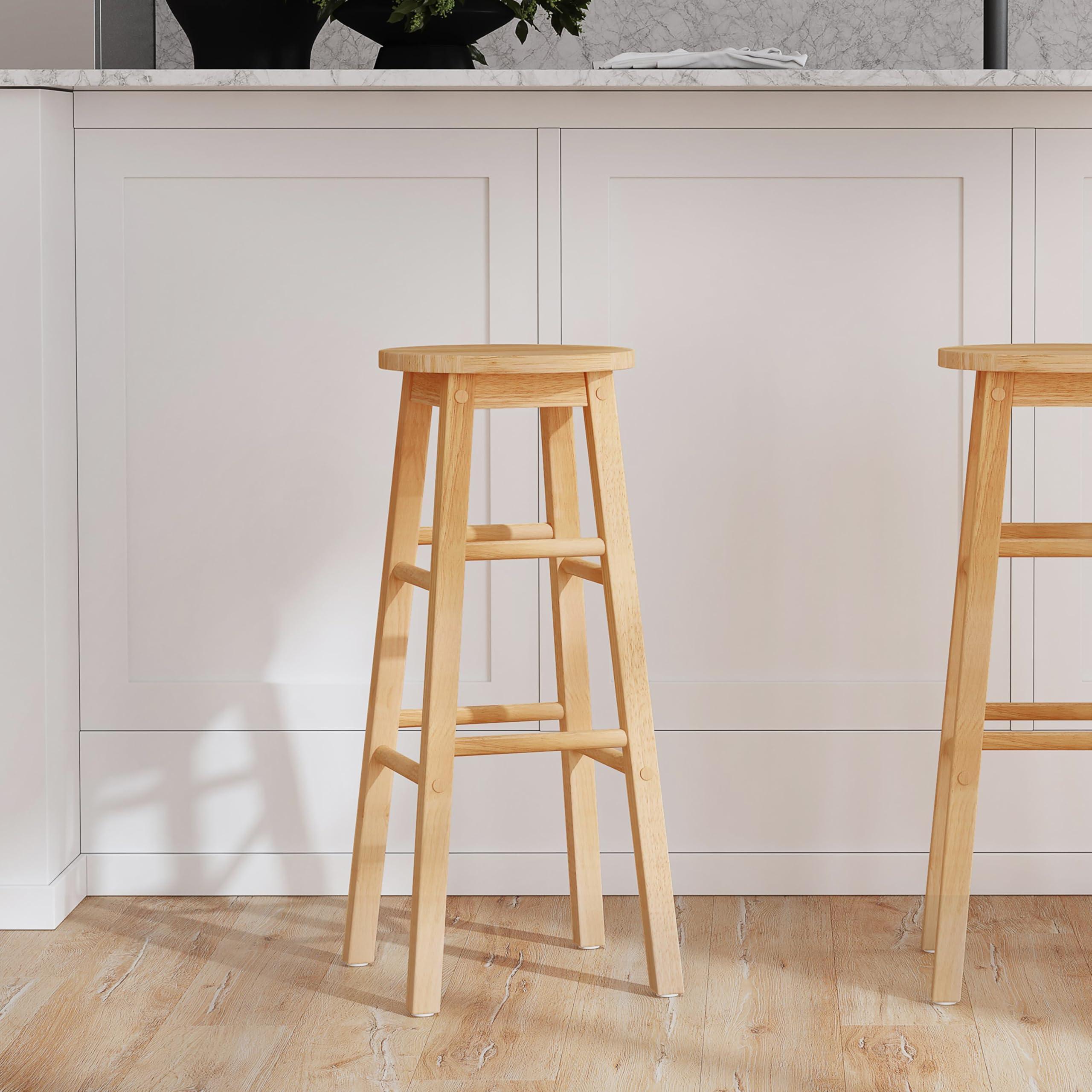 Linon Natural Barstool with Round Seat, 24-Inch - Image 2