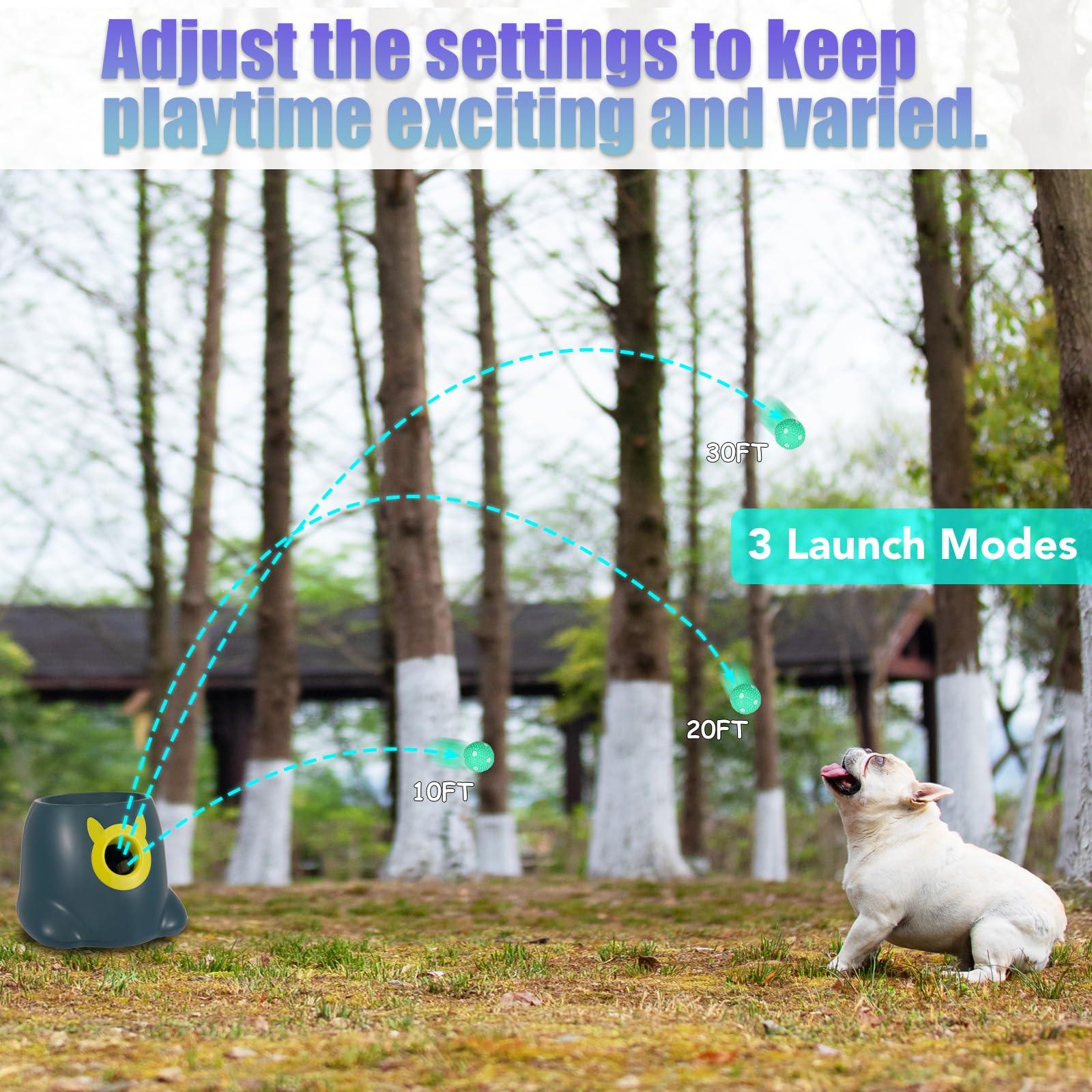 WIGGLYTAIL Automatic Ball Launcher for Dogs, Dog Fetch Ball Thrower Launcher, 3 Adjustable Distances, Interactive Pet Self Playing for Small Dogs and Puppies with 10 Balls (2 inches) - Image 4