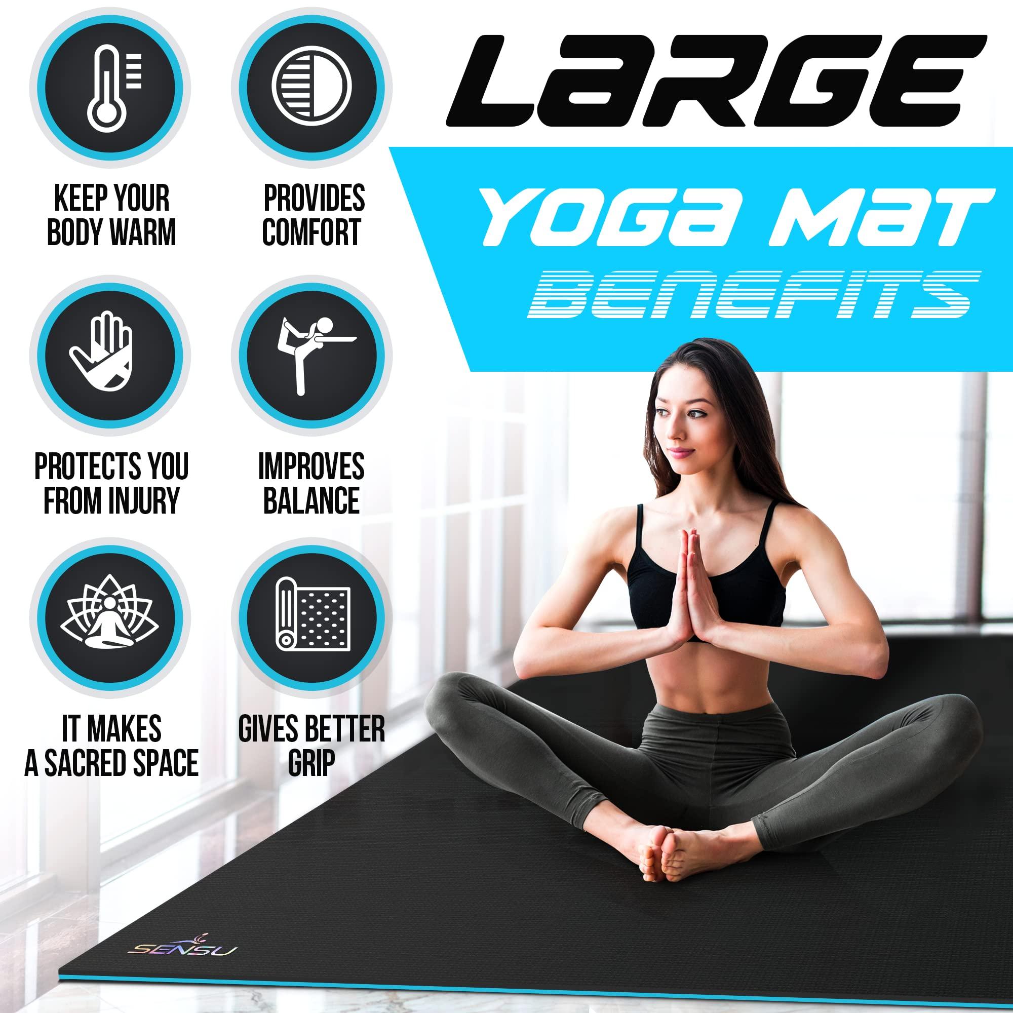 Sensu Large Yoga Mat - 7' x 5' x 9mm Extra Thick Yoga Mat for Men and Women - Non-Slip Surface for Extra Grip - Ideal for Hot Yoga, Pilates, Grounding and Meditation at Home or in Studios - Image 3