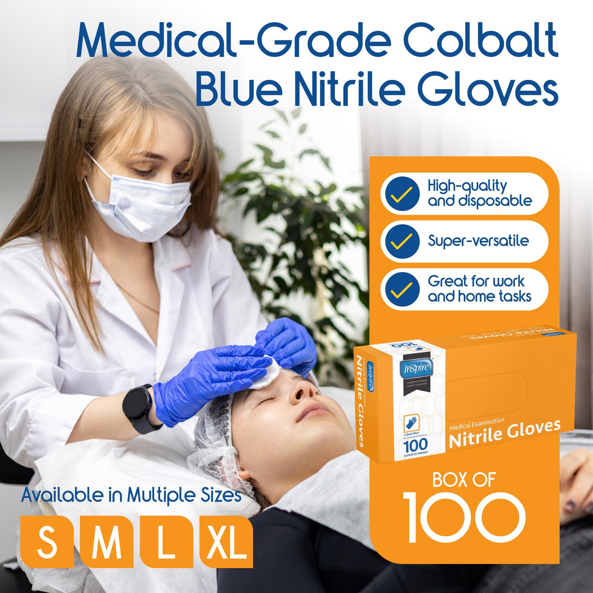 Inspire Nitrile Gloves Medical Examination | 4.5 Grade The Original Quality Stretch Cobalt Blue | Disposable Latex Free Doctors,EMT, Food Service, Cleaning, Janitorial, Household, Hospitals and More - Image 2
