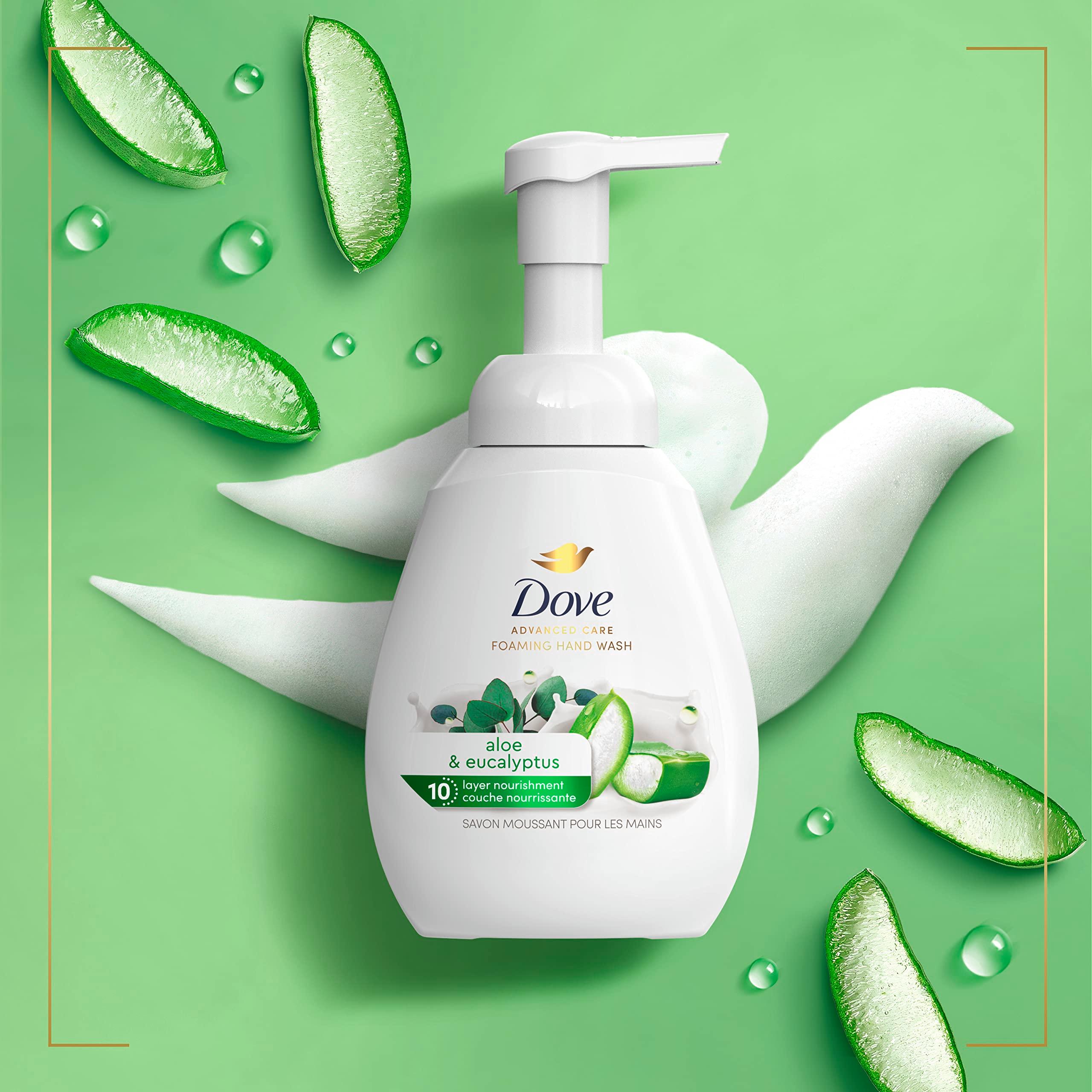 Dove Foaming Hand Wash 4 Count Aloe & Eucalyptus Protects Skin from Dryness, More Moisturizers than the Leading Ordinary Hand Soap, 10.1 oz - Image 7