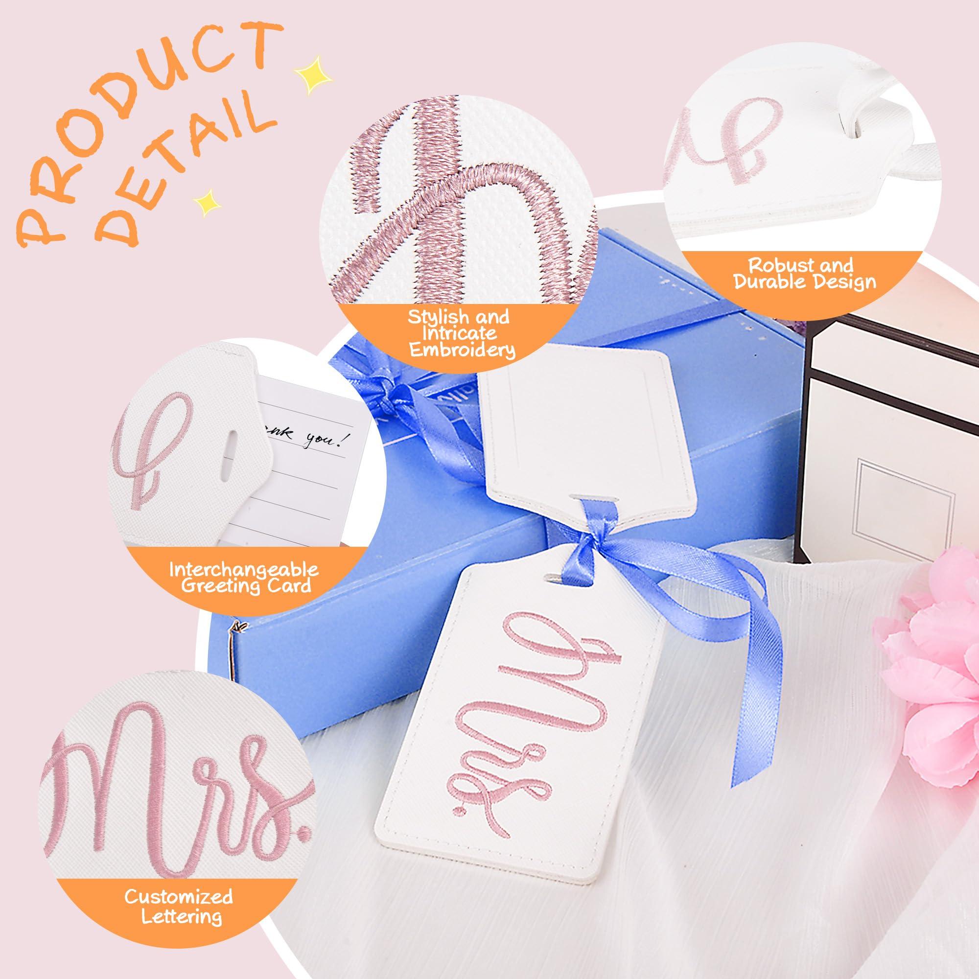 Mr and Mrs Tags, Wedding Gifts for Couples 2025, Luggage Tags for Suitcases, Bridal Shower Gifts for Vacation, Bride Travel Essentials for Women - Image 4
