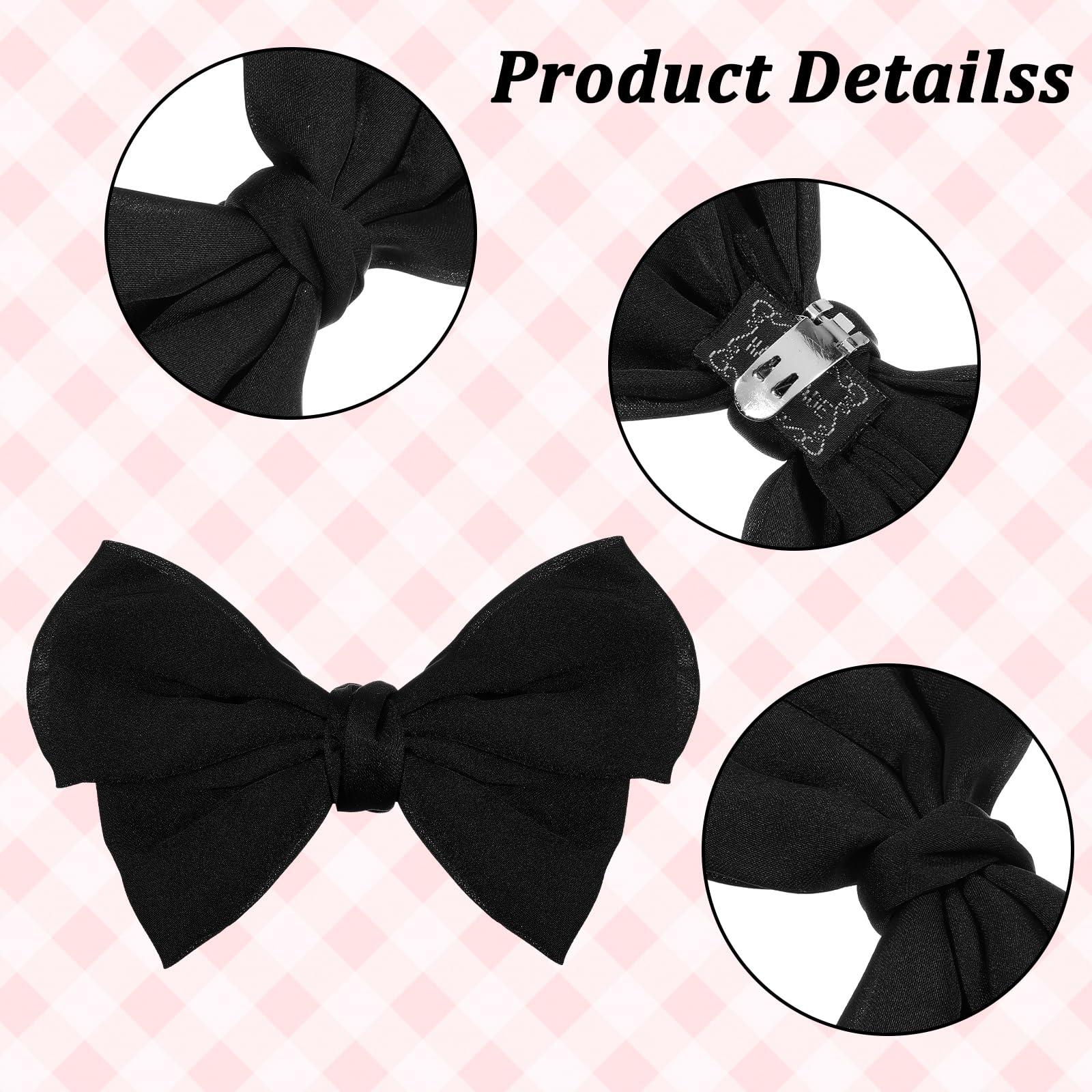 2 Pcs Bow Shoe Clips, Detachable Black Shoe Clips for Women Elegant Satin Bow Shoe Buckles Decorative Shoe Accessories for Wedding Party Bags Clothing Hair Charms Heels - Image 4