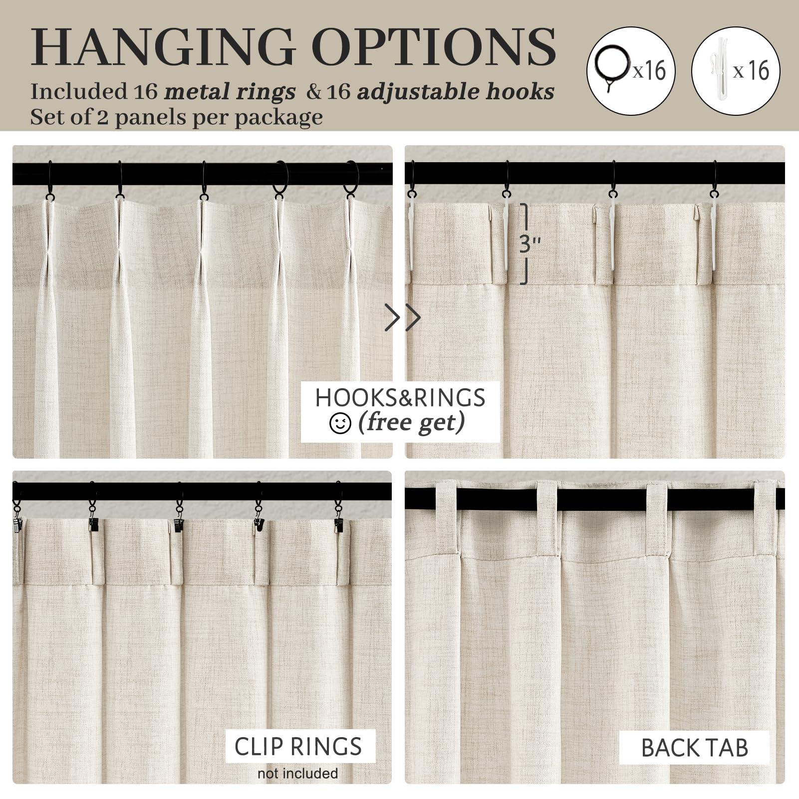 Pinch Pleat Thick Linen Viral Curtains 84 Inch Length 2 Panels Set for Living Room,Cream Beige Neutral Pleated Semi Sheer Curtain Light Filtering Privacy Let Light in Bedroom Window Drapes 40" Wx84 L - Image 4