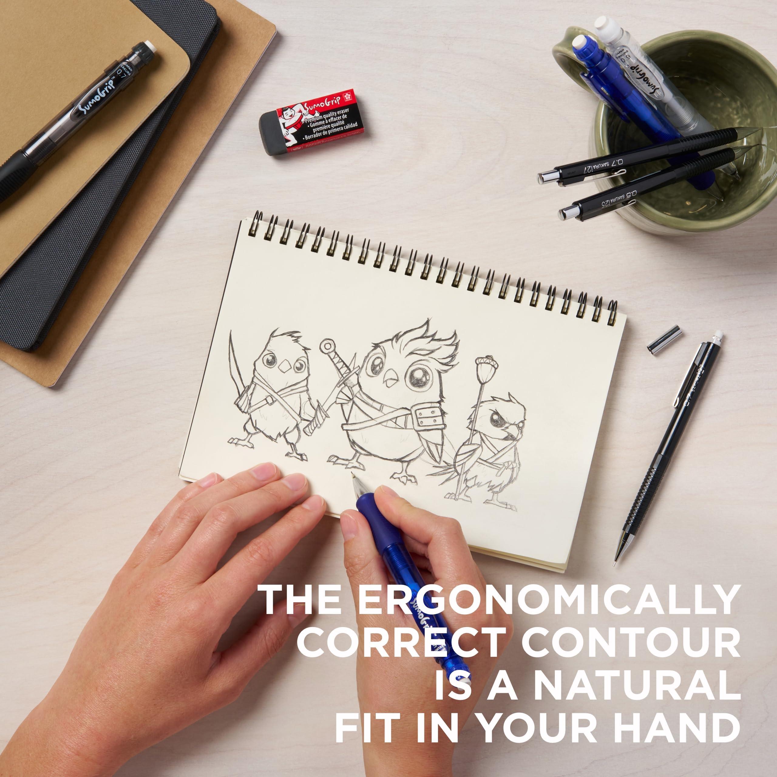 SAKURA SumoGrip Pencil with Comfort Grip - 0.9 mm Ergonomic Mechanical Pencil - Clear - Image 4