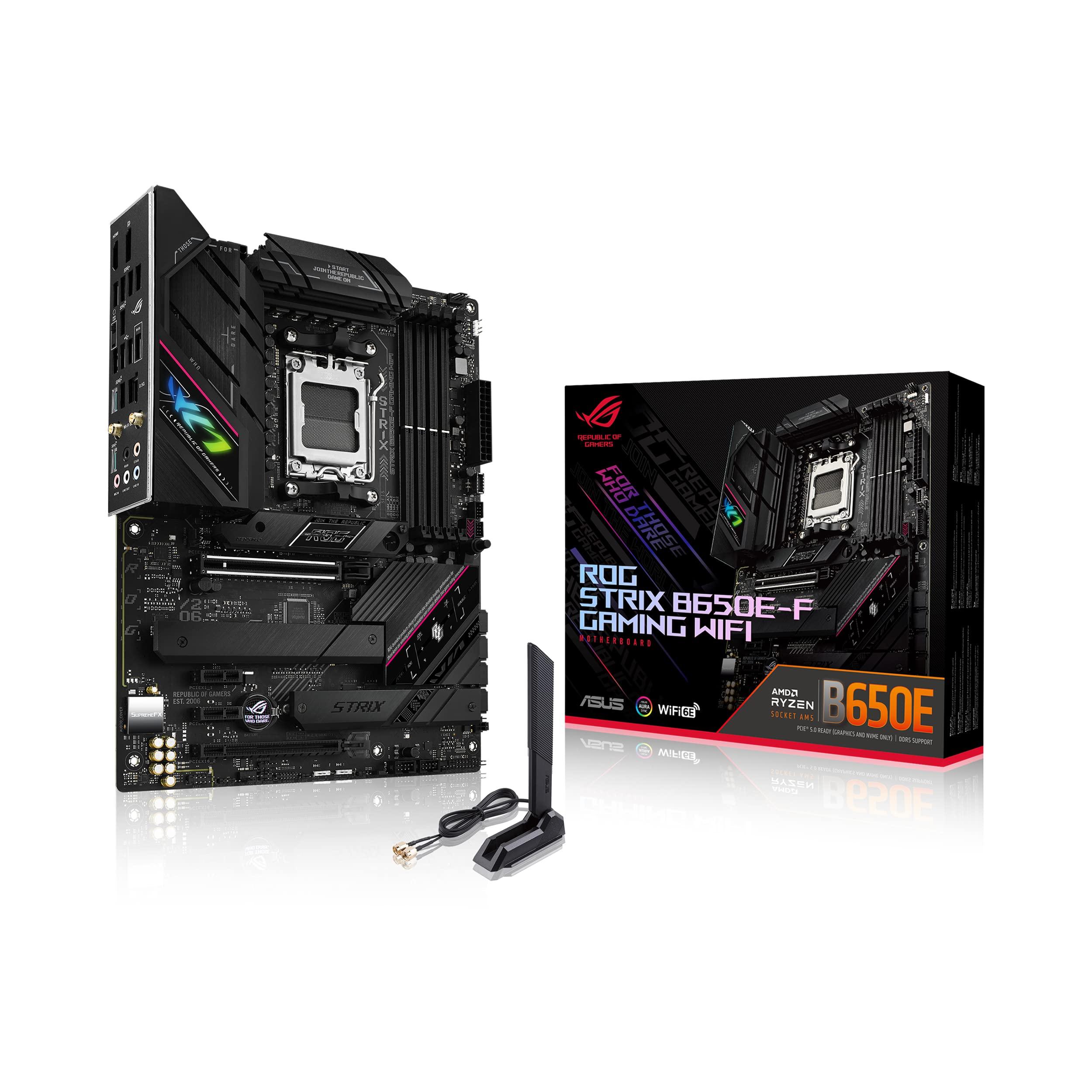 ASUS ROG Strix B650E-F Gaming WiFi AMD B650 AM5 Ryzen™ Desktop 9000 8000 & 7000 ATX Motherboard, 12+2 Power Stages, DDR5, 3X M.2 Slot, PCIe® 5.0, WiFi 6E, 2.5G LAN, USB 3.2 Gen 2x2 Type-C®, Aura Sync - Image 1