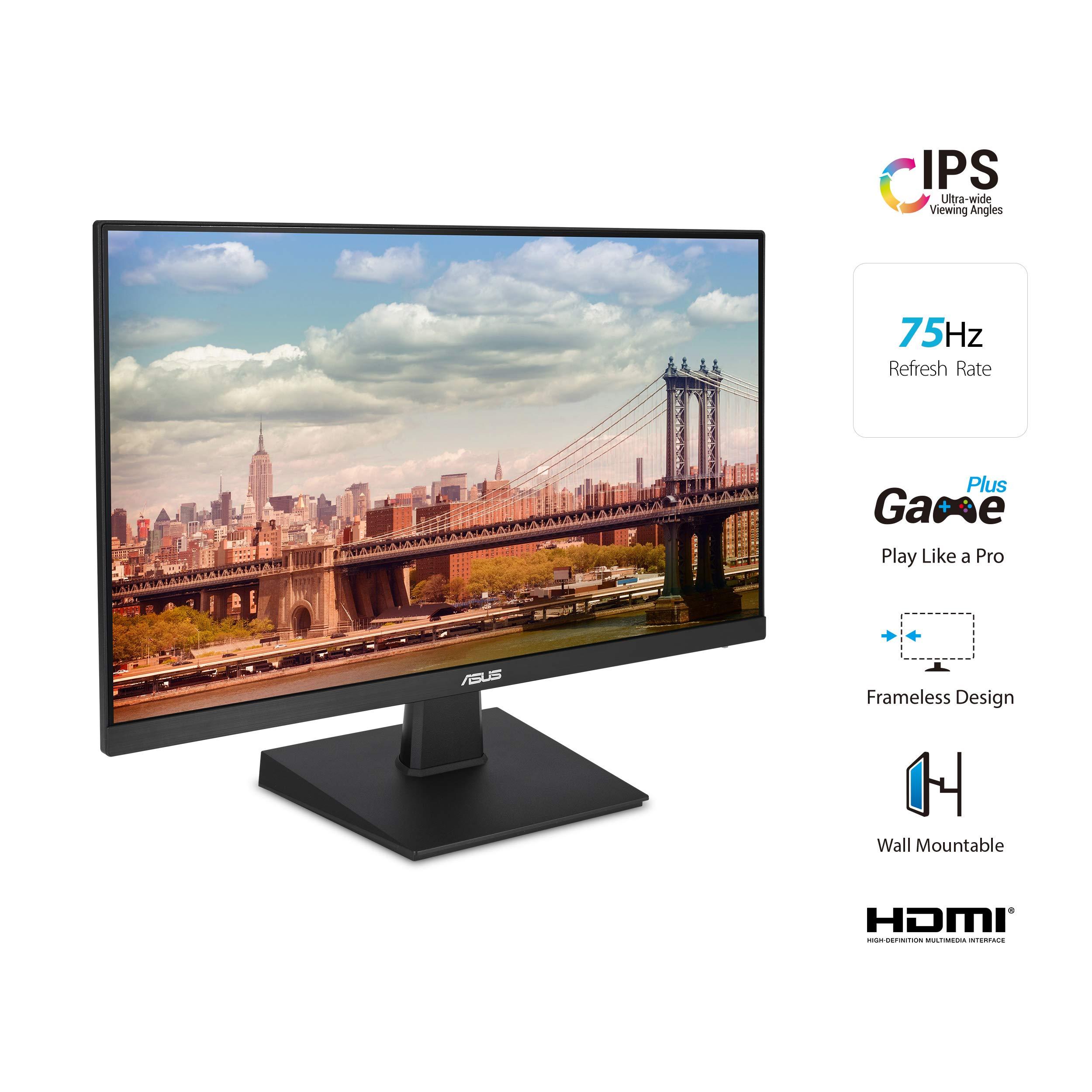 ASUS VA27EHE 27” Eye Care Monitor Full HD (1920 x 1080) IPS 75Hz Adaptive-Sync HDMI D-Sub Frameless,Black - Image 2