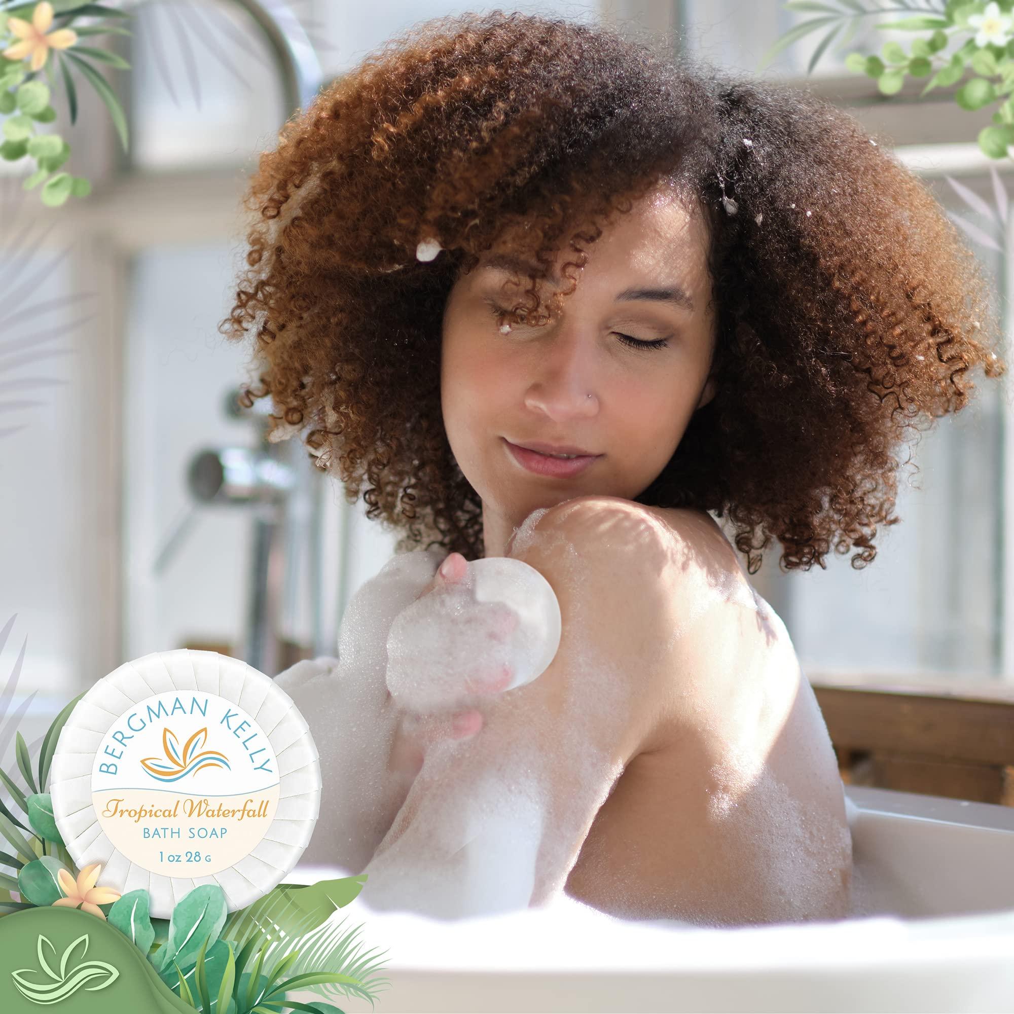 BERGMAN KELLY Round Soap Bars, 2in1 Shampoo & Conditioner 2-Piece Set (Tropical Waterfall, 1 oz each, 100 pc), Delight Your Guests with Revitalizing & Refreshing Sanitary Toiletries & Hotel Amenities - Image 5