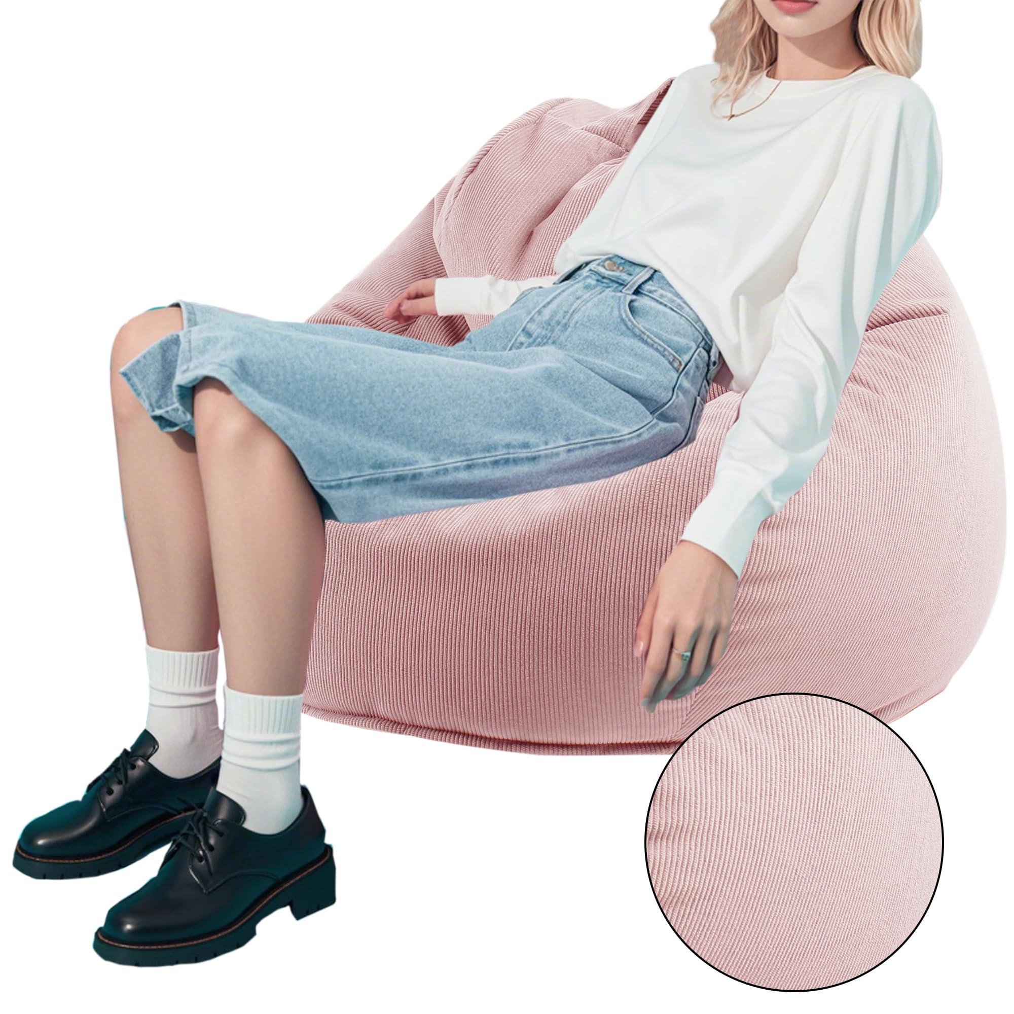LPMOERA Bean Bag Chairs for Kids/Teens with Memory Foam Filling BeanBag with Handle Ultra Soft BeanBag Chair for Living Room Bedroom College Dorm Reading Chair Pink - Image 5