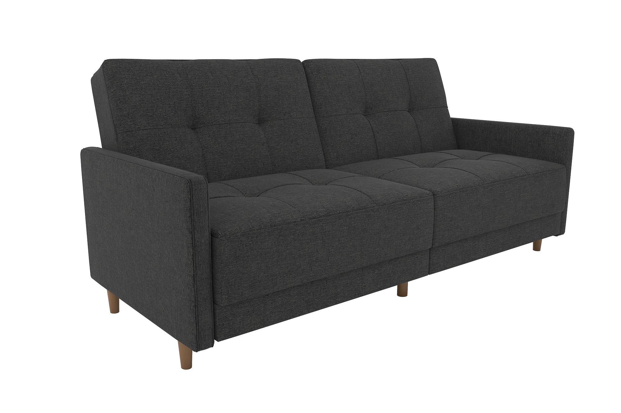 DHP Andora 76 Inch Futon Sofa Bed, Modern Upholstered Couch Sleeper with Button Tufted Back and Seat, Full, Grey - Image 6