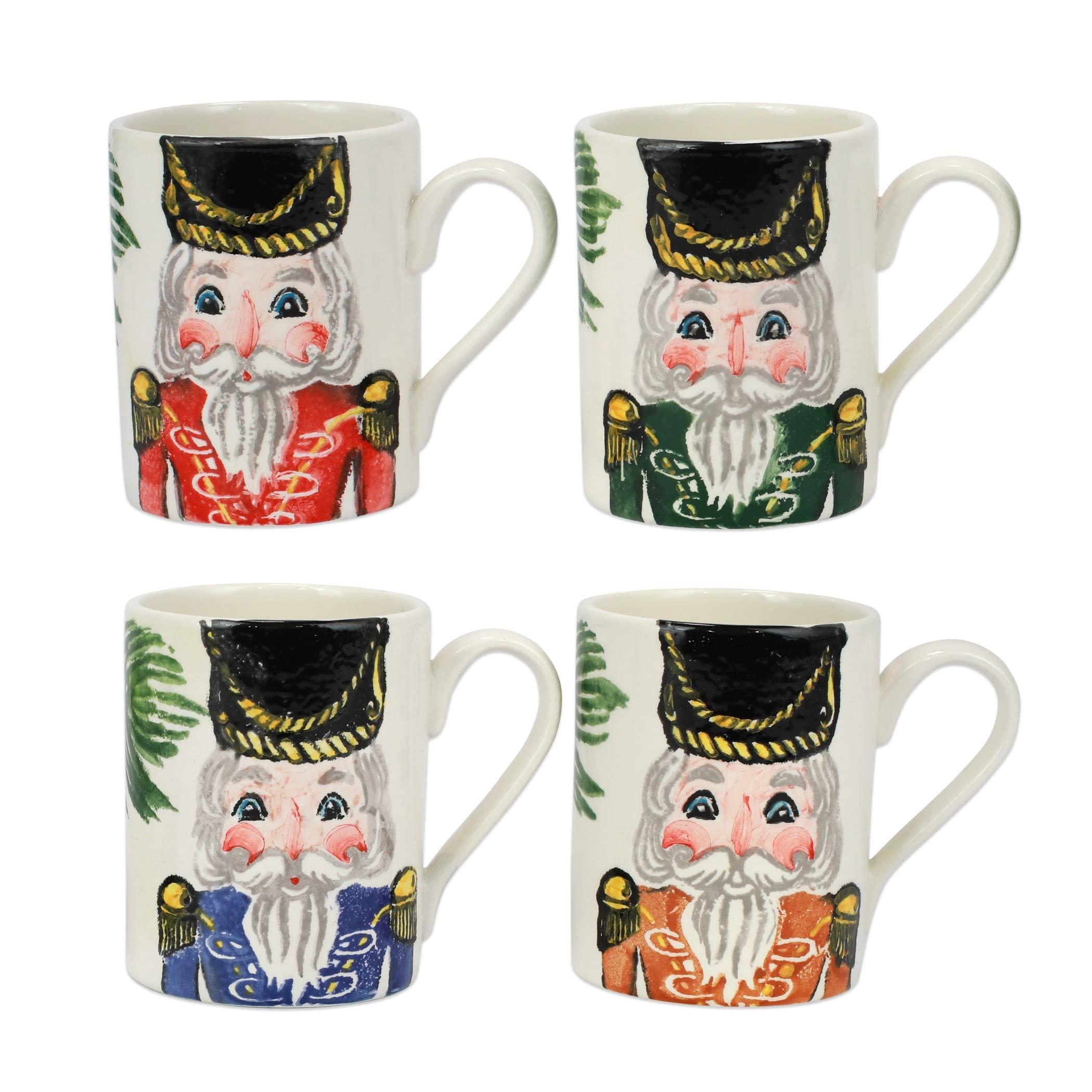 Vietri Nutcrackers Assorted Mugs Set of 4 14oz Terra Bianca Ceramic Coffee Cups Made in Italy - 4.5 Inch Multicolor - Image 1