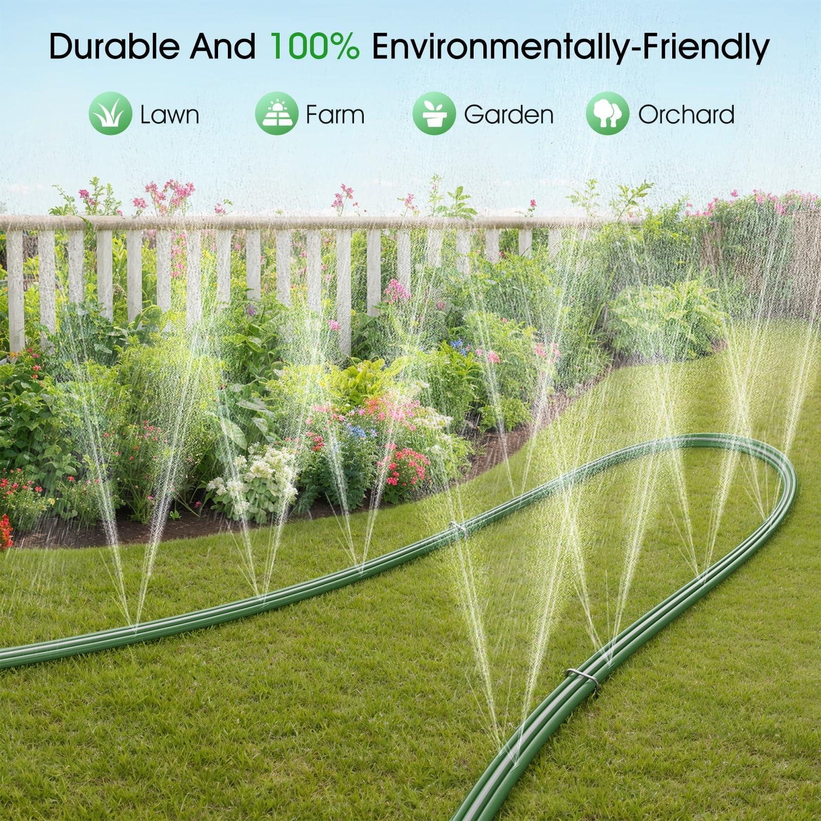 Haeteir 50 FT Garden Soaker Hose with 10 Stakes, Durable Flat Water Hose for Lawns, Gardens & Flower Beds - Leak-Proof, Water-Saving Irrigation Tubing with Multi-Directional Spray (Up to 8 FT Range) - Image 7