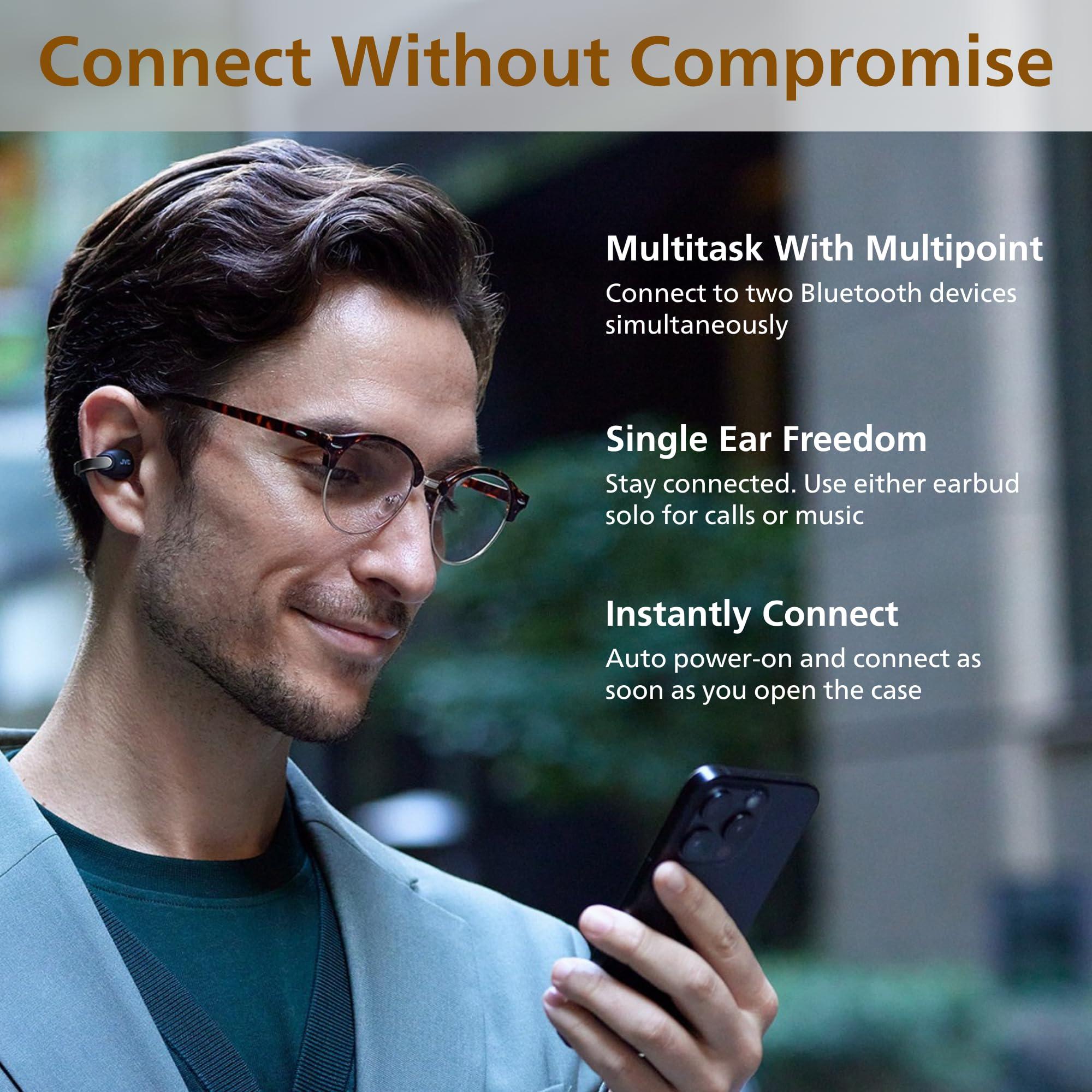 JVC Nearphones Open Ear True Wireless Headphones - Open Ear Earbuds - Bluetooth 5.3-24H Playback - IPX4 Water Resistant - Built-in Mic - Awareness & Comfort - Ear Clip Earbuds - HANP1T - Image 9