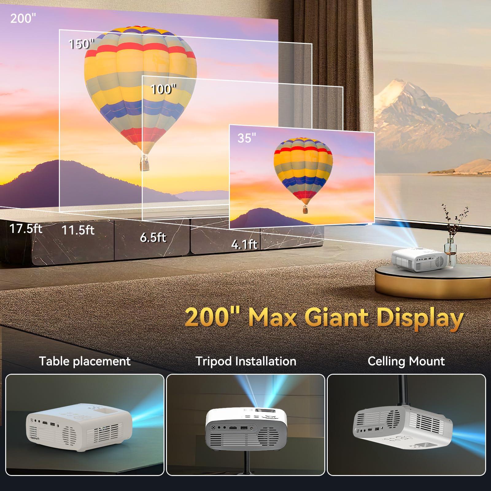 Projector with WiFi and Bluetooth, Pericat 4K Supported Native 1080P Projector, Portable Movie Outdoor Projector for Home Theater, Mini Projector Compatible with PC, HDMI, USB, TV Stick, PS5 - Image 6