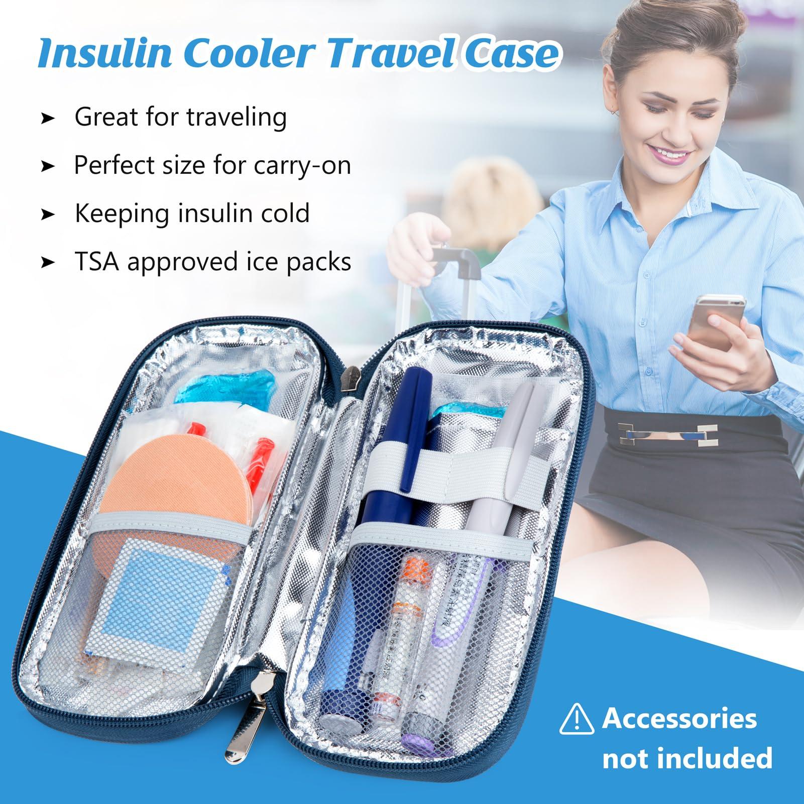 YOUSHARES Insulin Cooler Travel Case TSA Approved Medication Diabetic Supplies Cooler for Travel Refrigerated Medicine Organizer Bag with 2 Ice Pack - Image 2
