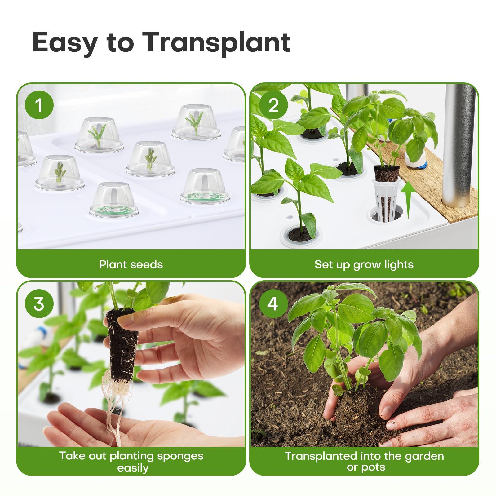 Ahopegarden Indoor Garden Hydroponics Growing System Kit: 60 Pods Vertical Garden with LED Grow Light - Plant Germination Kit Aeroponic Veggie Flower Fruit Growth with Smart Socket & Pump System - Image 5