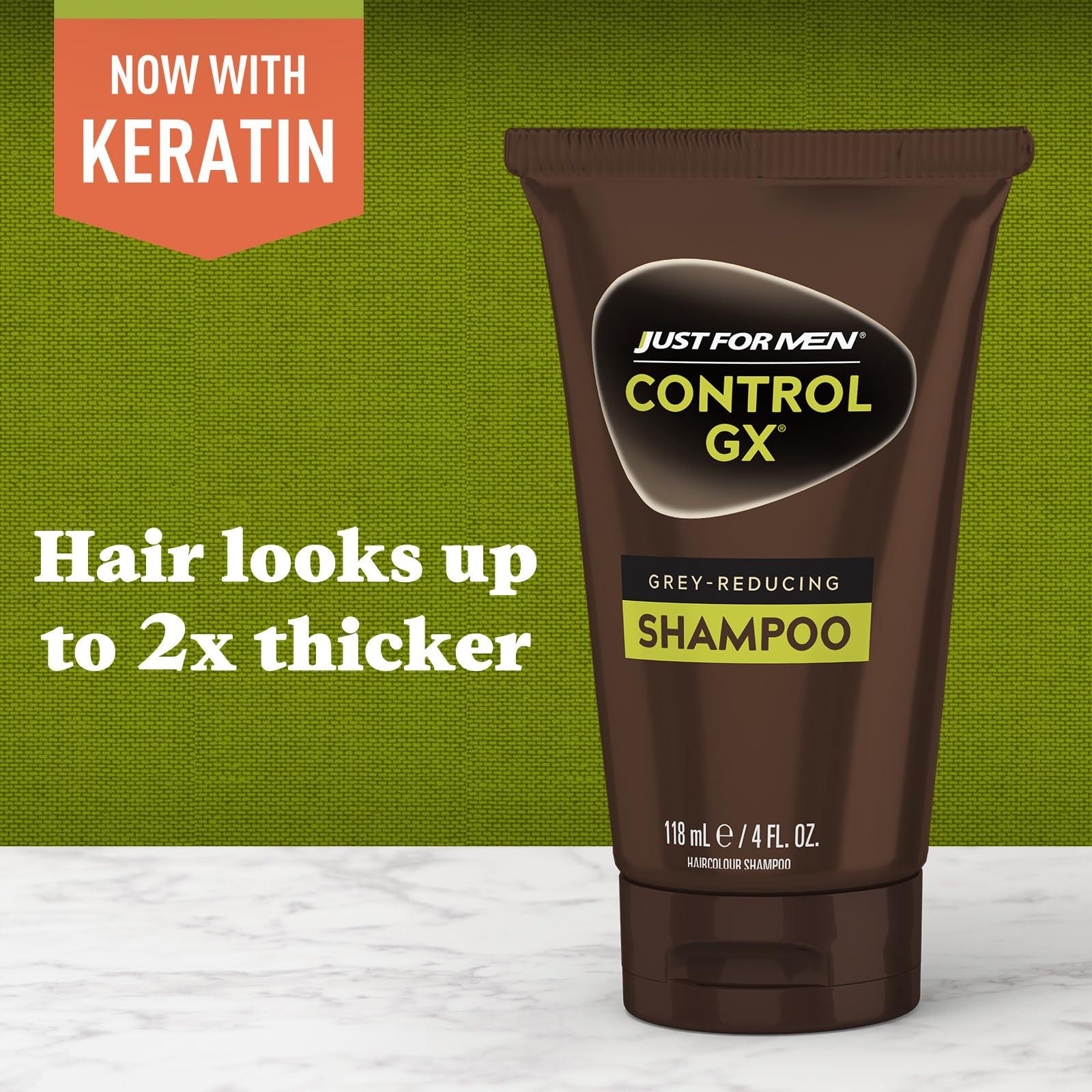 Just For Men Control GX Grey Reducing Shampoo, Gradual Hair Color with Keratin for Stronger Thicker and Healthier Looking Hair, 4 Fl Oz - Pack of 1 (Packaging May Vary) - Image 4