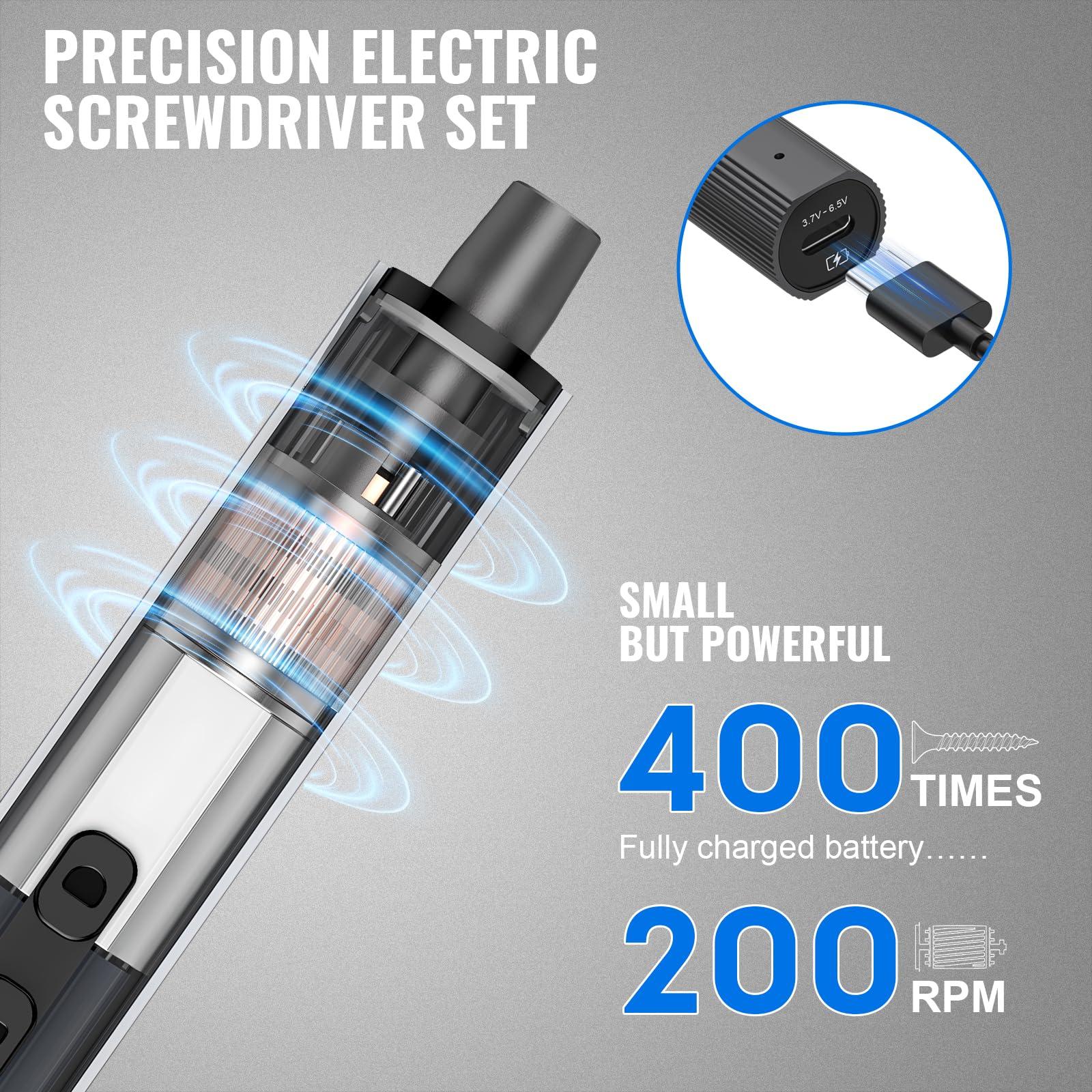 Precision Electric Screwdriver Set,160-in-1 Mini Electric Screwdriver,650mAh Rechargeable Screwdrivers,S2 Magnetic Bit,3 Torque Settings,Repair Tool Kit for Computer Phone Laptop Camera Watch Glasses - Image 3