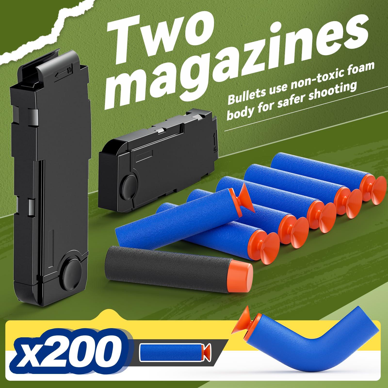 Toy Gun Automatic Sniper Rifle with Scope, Tactical Vest Kit, Toy Foam Blasters with 200 Soft Bullets, 2 Magazinine and Bipod, Electric Gun for Boys Age 8-12, Gifts for Birthday Christmas - Image 6