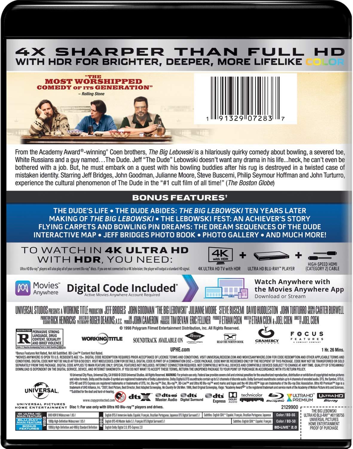 The Big Lebowski - 20th Anniversary Edition 4K Ultra HD + Blu-ray + Digital [4K UHD] - Image 3