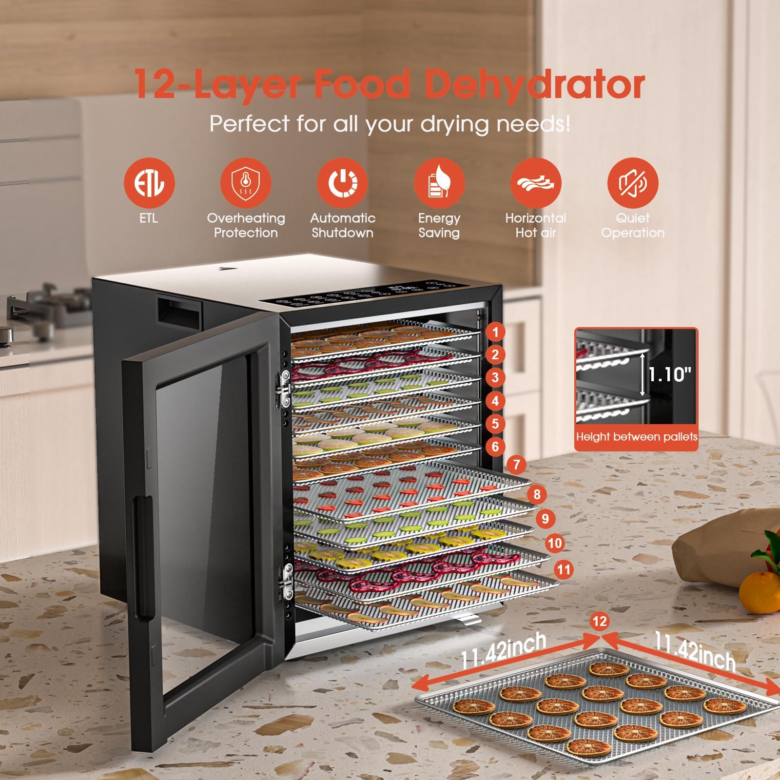 Food Dehydrator Machine, Stainless Steel Digital Food Dryer for Home,10 Presets, 48H Timer and Temperature Control, 850W Dehydrators for Food and Jerky, Dog Treats,Meats & Veggies - Image 3