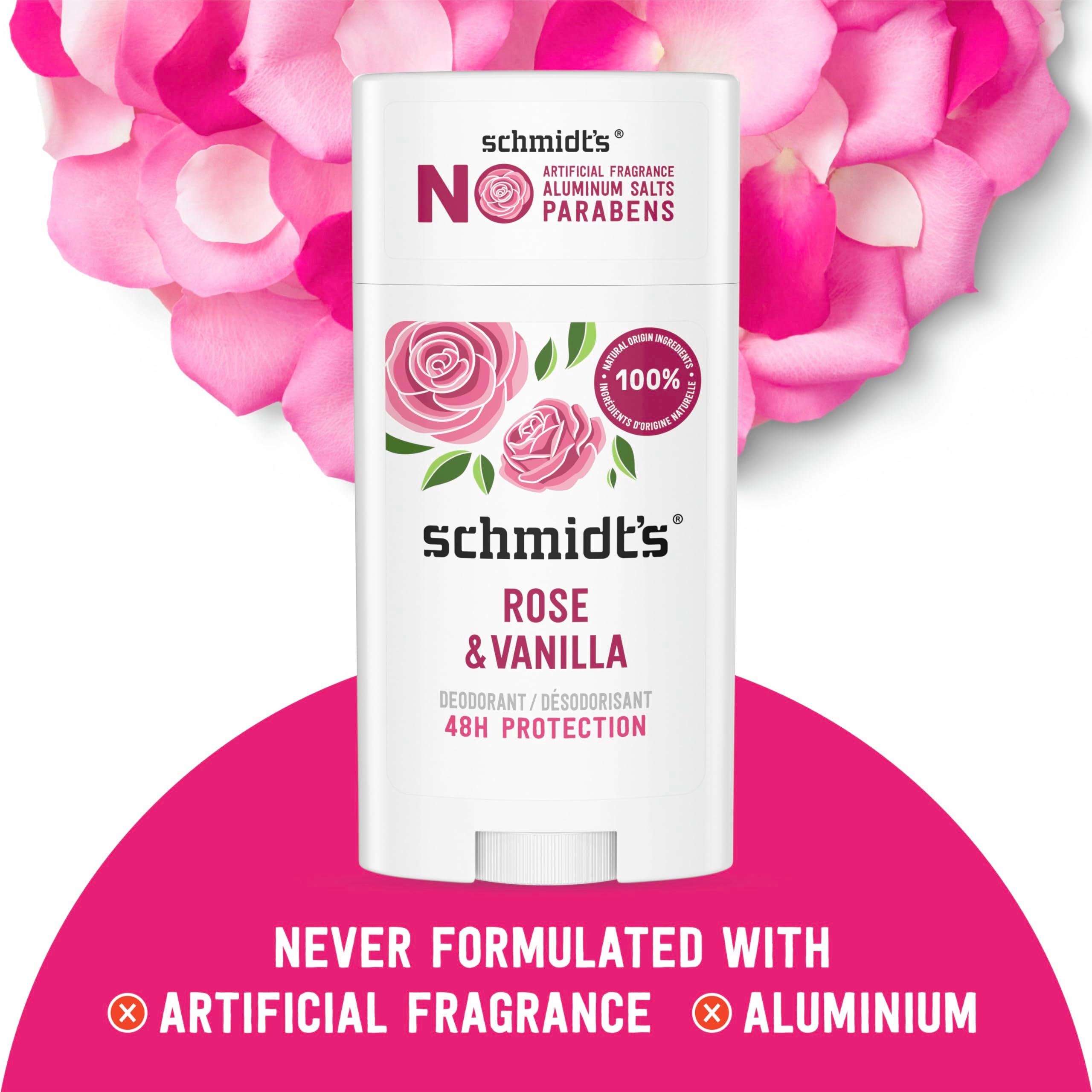 Schmidt's Aluminum-Free Vegan Deodorant Rose & Vanilla with 24 Hour Odor Protection 2 Count for Women and Men, Natural Ingredients, Cruelty-Free, 2.65 oz - Image 4