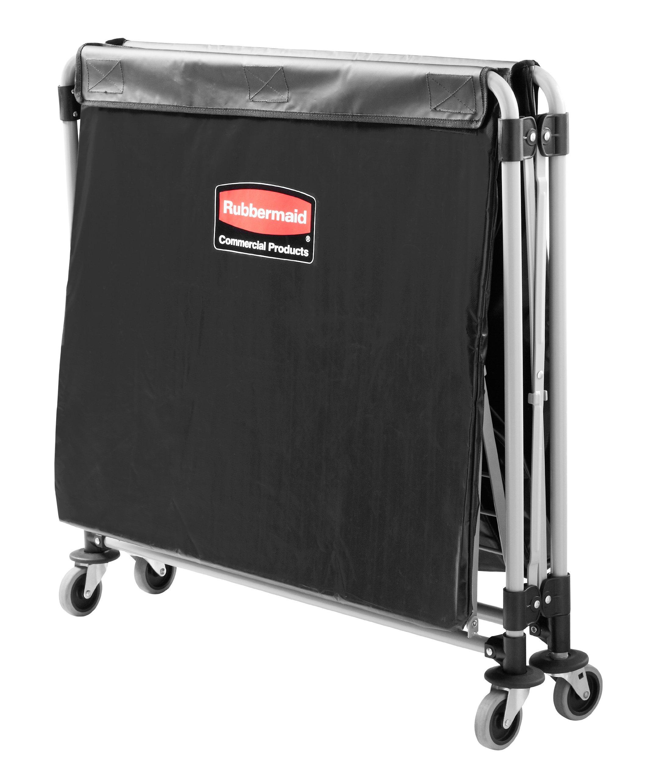Rubbermaid Commercial Products, Collapsible X Cart, Black, Steel 8 Bushel Bin, Commercial Laundry Cart with Wheels for Hotel/Nursing Home/Home/College Easily Move Laundry/Supplies/Groceries - Image 4
