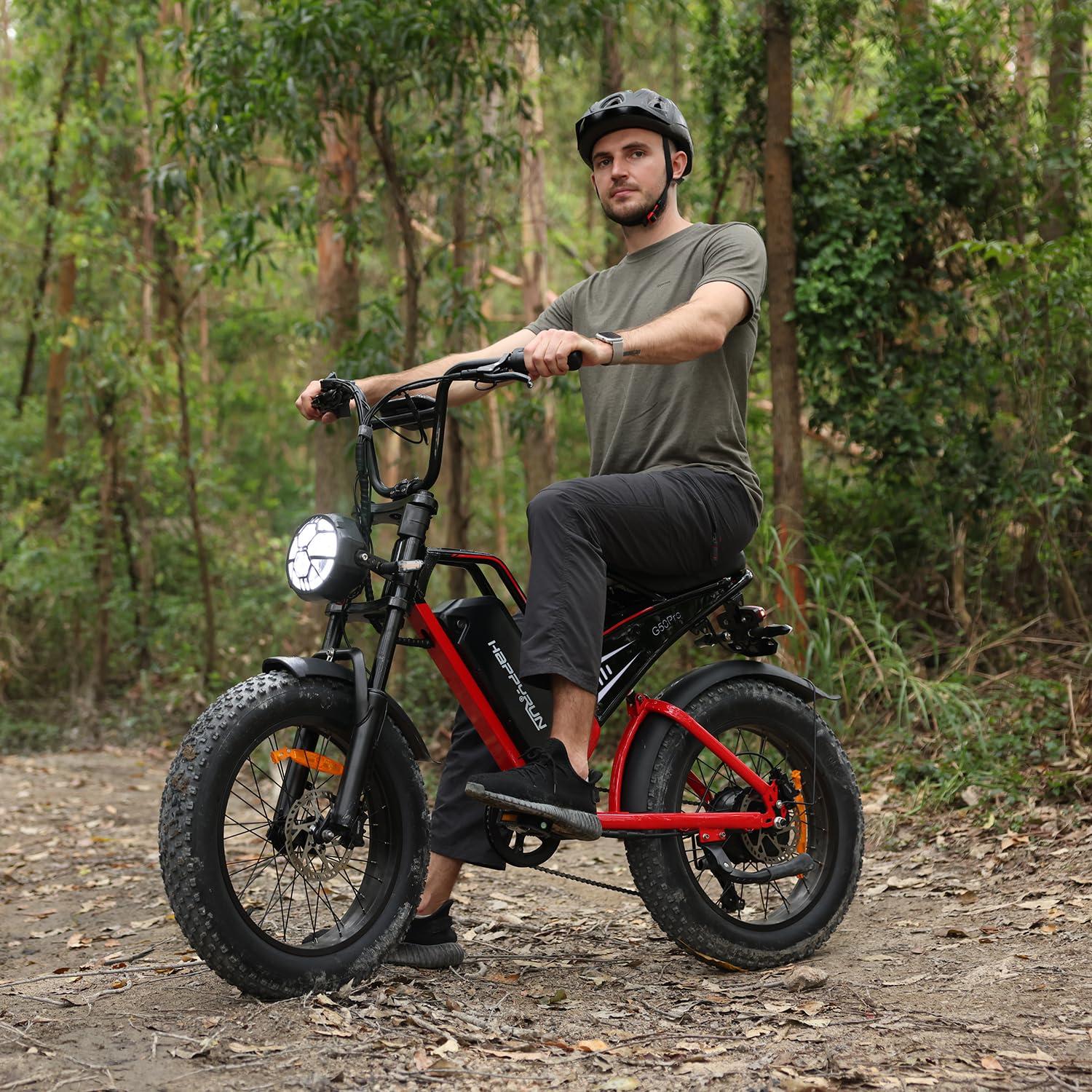 HAPPYRUN 2000W Electric Bike for Adults, 48V 25Ah Removable Battery, Up to 35MPH and 75+ Miles Range, 7-Speed Transmission, 20" Fat Tires Ebike, 3-Pedal-Assist Levels (G50Pro) - Image 9