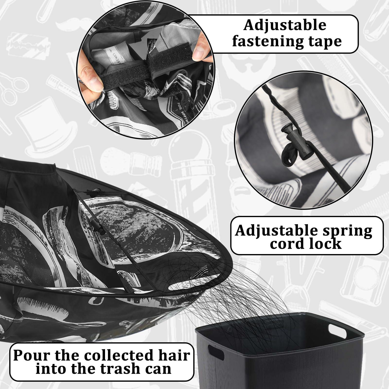 FEBSNOW Hair Cutting Cloak Cape, Black Prints Adjustable Haircut Cape Foldable Umbrella for Adults Kids Home Salon Barber Supplies - Image 4