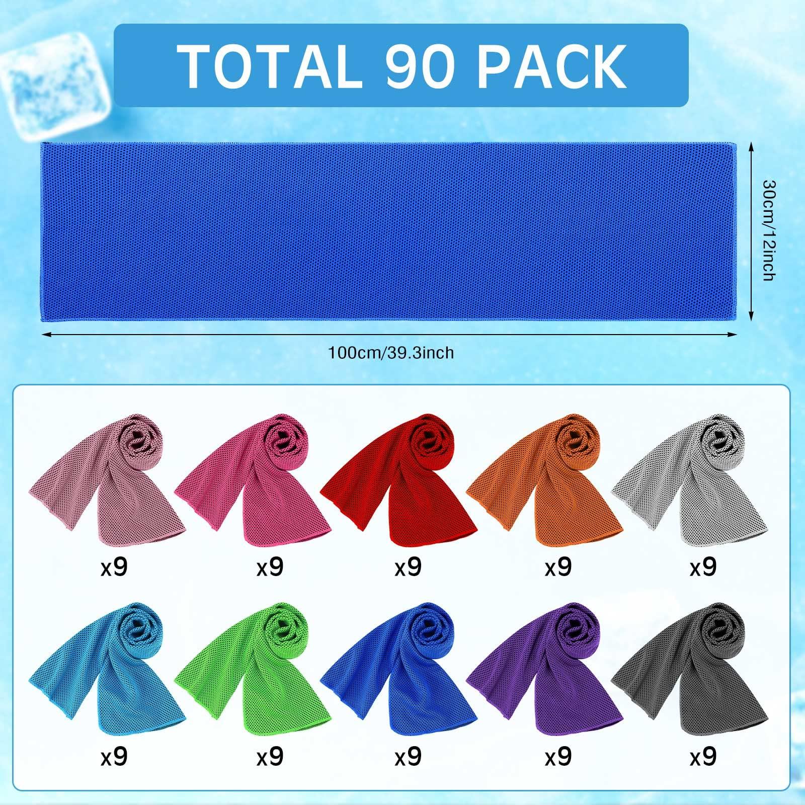Redbaker 90 Pack Cooling Towels Bulk for Neck and Face 40" x 12" Ice Cool Towel Multicolored Microfiber Sweat Rag for Gym Workout Running Yoga Fitness Travel Outdoor Sports - Image 3
