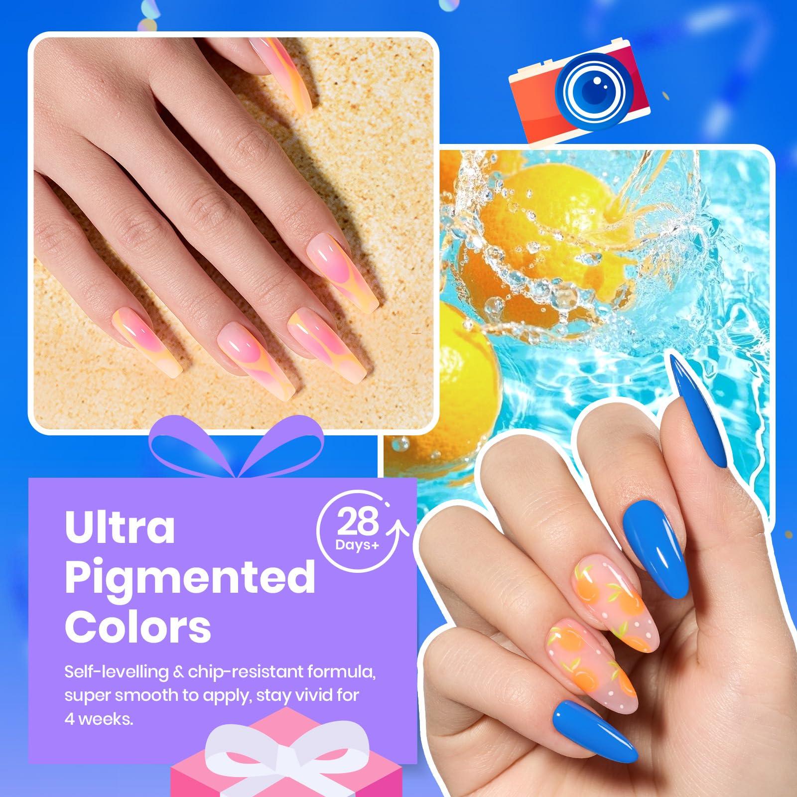 Beetles Gel Nail Polish Set - 63 PCS 55 Colors Summer Gel Polish Kit with 5 Bottles of Base and Glossy Matte Top Coat Soak off Nail Polish Set Pink Green Blue Red Collection Gifts for Women&Girls - Image 5