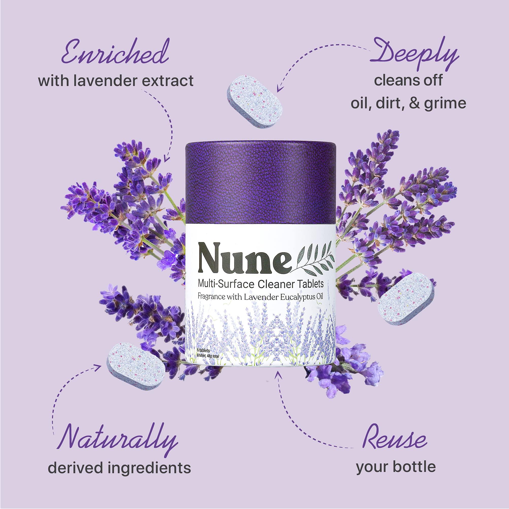 Nune Multi-Purpose Cleaner Refills - All Purpose Cleaning Tablets 6 Pack - 144 fl oz total (24 fl oz each) - Shower, Counter, Floor, Furniture, Bathroom - Non-Toxic and Effective - Lavender Fragrance - Image 2